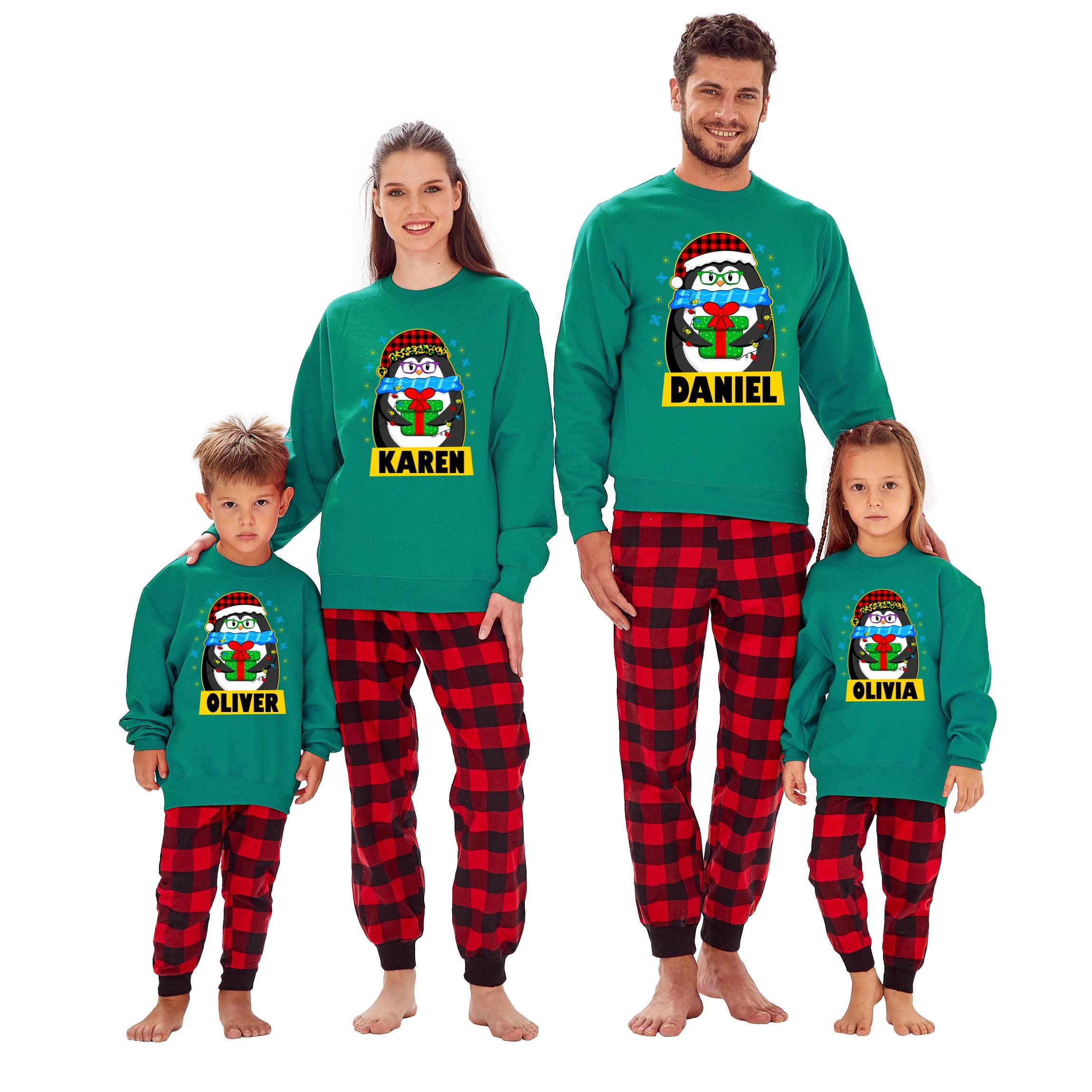 TEEAMOREChristmas Custom Penguin Matching Family Sweatshirt