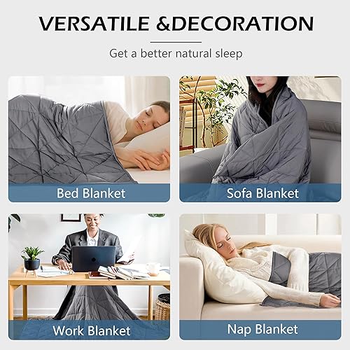 Miniatura 6 de Manta con peso (10 libras, 47 x 70 pulgadas, tamaño individual), para adultos, refrescante, transpirable, con cuentas de cristal, manta suave para