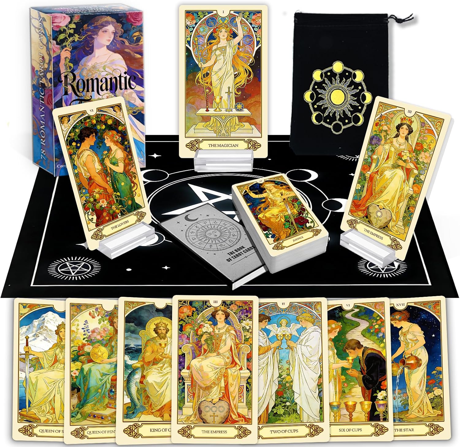 Pacify Tarot Cards for Beginners, Romantic Floral 78 Learning Tarot Deck | Beginner-Friendly Learning Fairy Tarot Deck Set with Guidebook, Daily Guidance, Intuitive Reading, Self Discovery