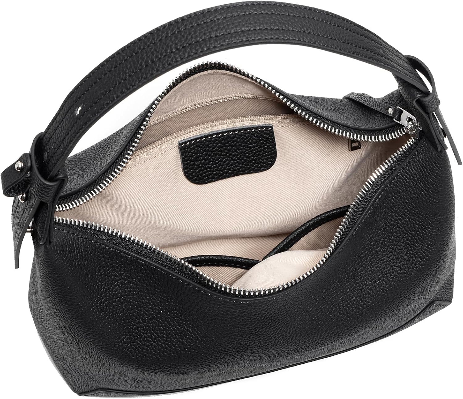 Genuine Leather Hobo Bag for Women Slouchy Crescent Shoulder Crossbody Purse Handbag with Mini Pouch
