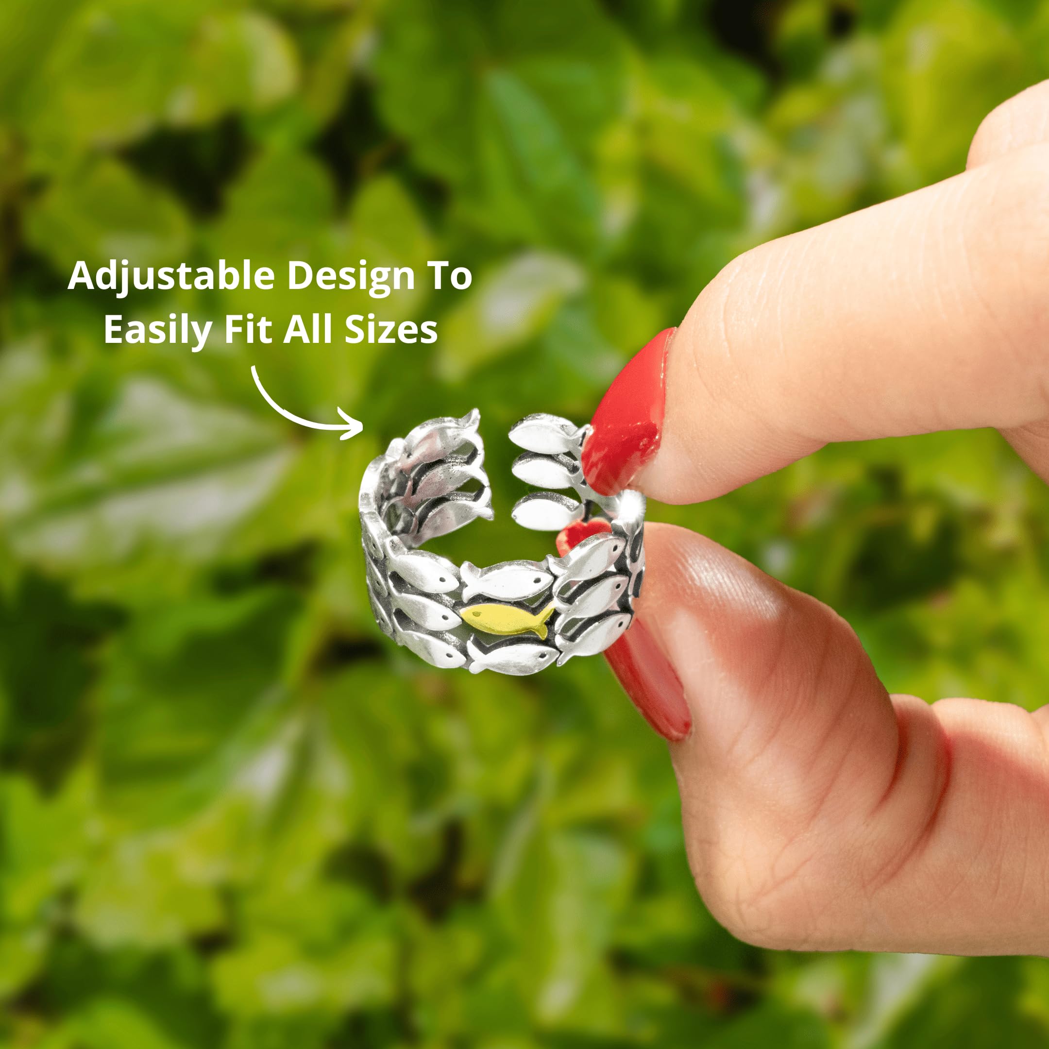 Anillo de esperanza – Nade contra el anillo actual, joyas inspiradoras para hombres y mujeres, anillo ajustable antideslustre de acero inoxidable 304, sin piedras preciosas, Acero inoxidable, Sin
