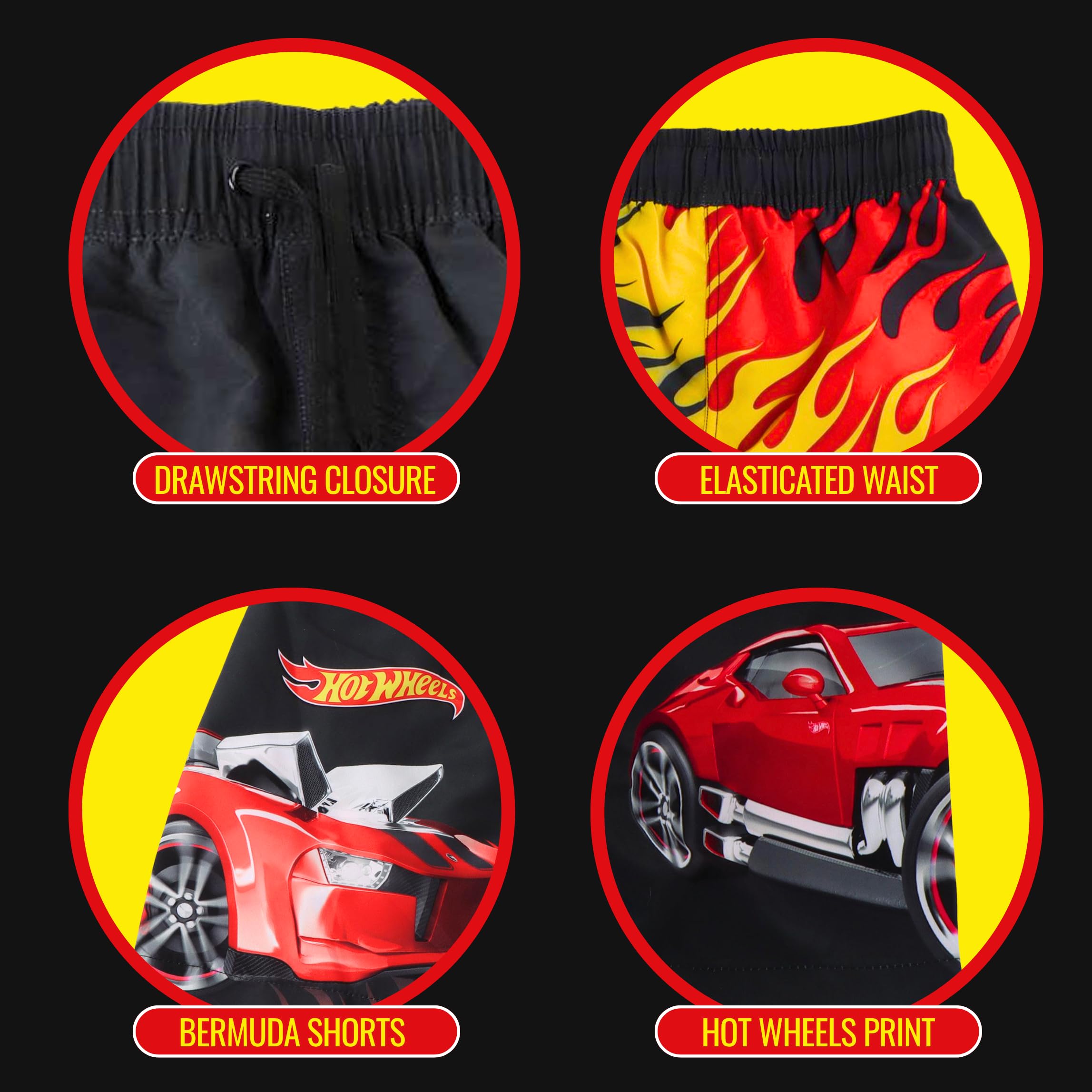 Hot Wheels Costume da Bagno per Ragazzi, Pantaloncini da Bagno per Bambini, Taglie 4 a 10 Anni