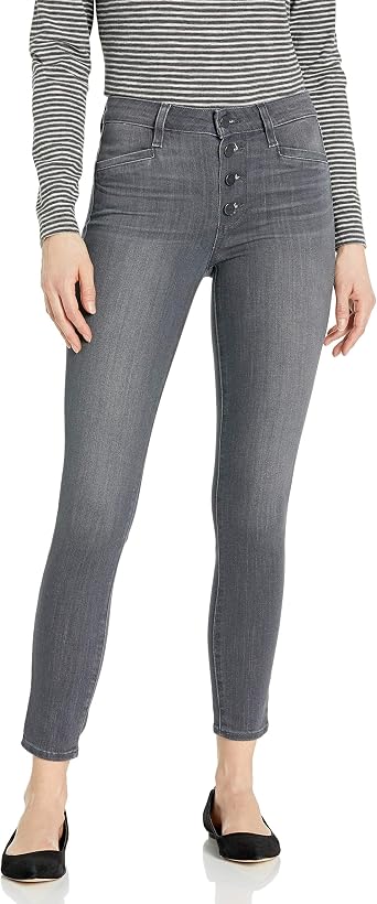 Double Button Raw Hem Ankle Jean 