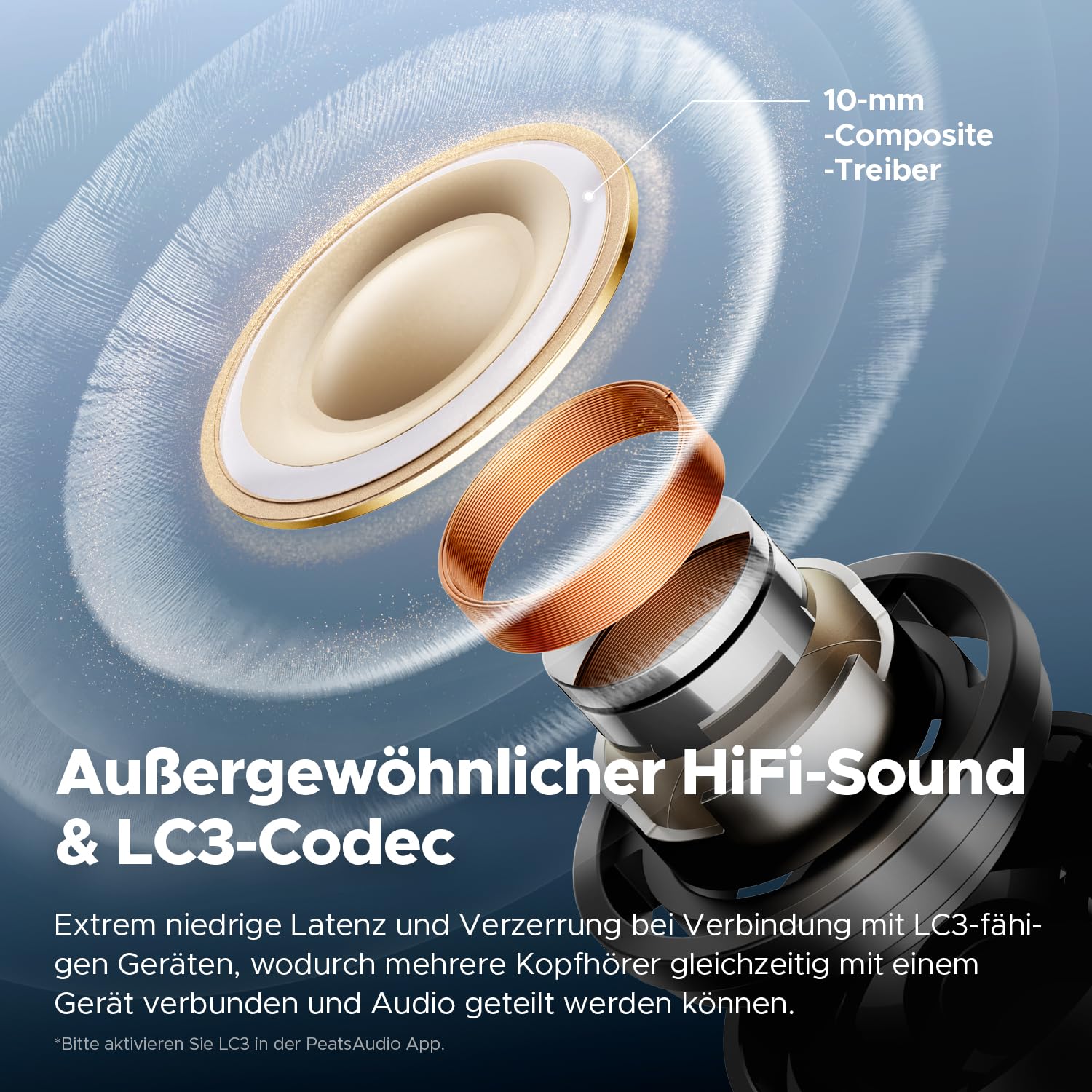 SoundPEATS Air5 Pro Bluetooth Kopfhörer mit Adaptive Hybride Geräuschunterdrückung, aptX Lossless, Hi-Res Audio, LDAC, Snapdragon Sound, 6 Mikrofone KI Anrufe, 37H Akku, Multipoint, Schnellladung