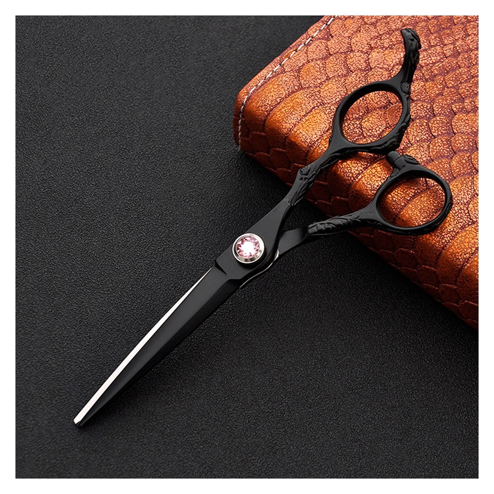 Ciseaux de coiffure 6 pouces noir rétro coupe droite pour toute la famille