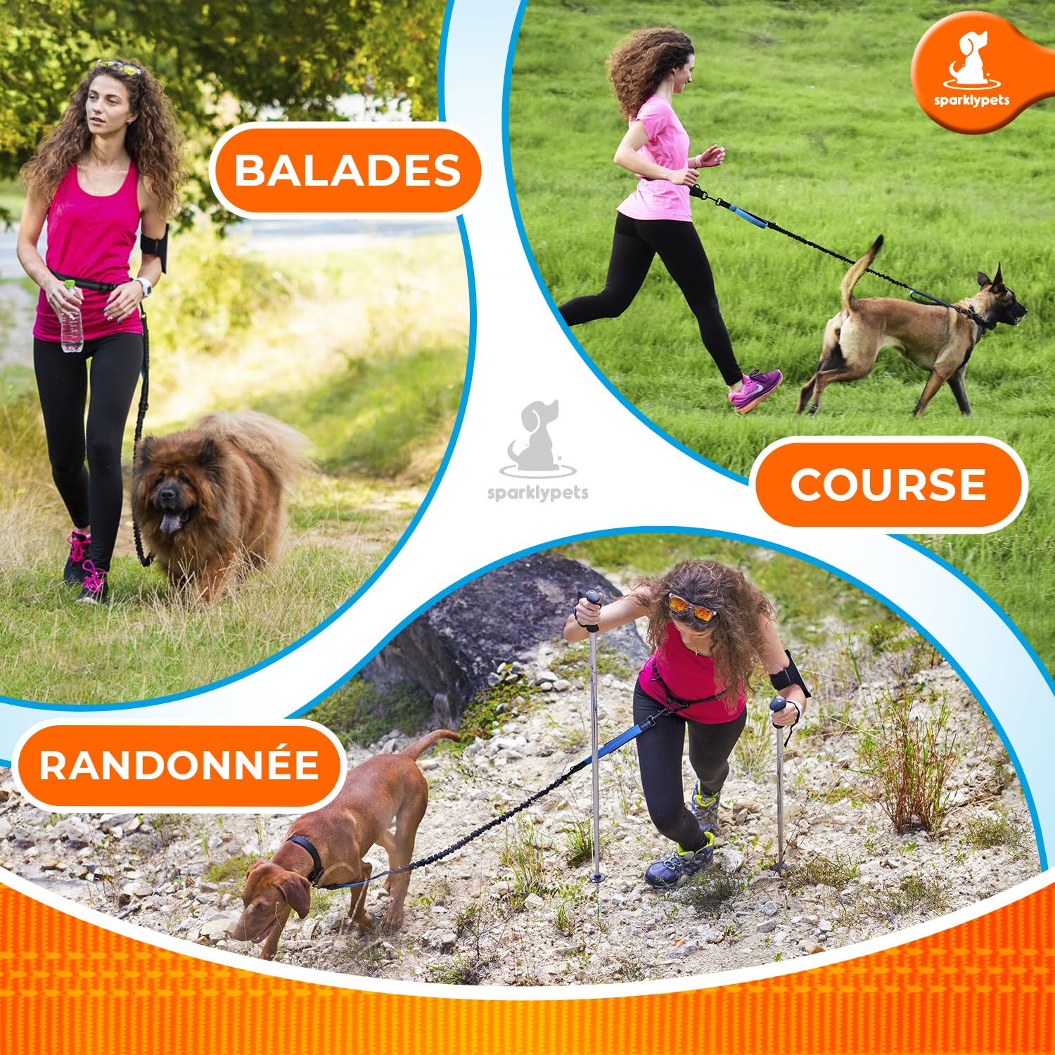 Amazon.com : SparklyPets - Hands Free Dog Leash with Reflective Stitches -  Waist Leash for Dog Walking, Hiking, Training, Jogging, Canicross, Running  - for Medium & Large Breeds : SparklyPets : Pet Supplies