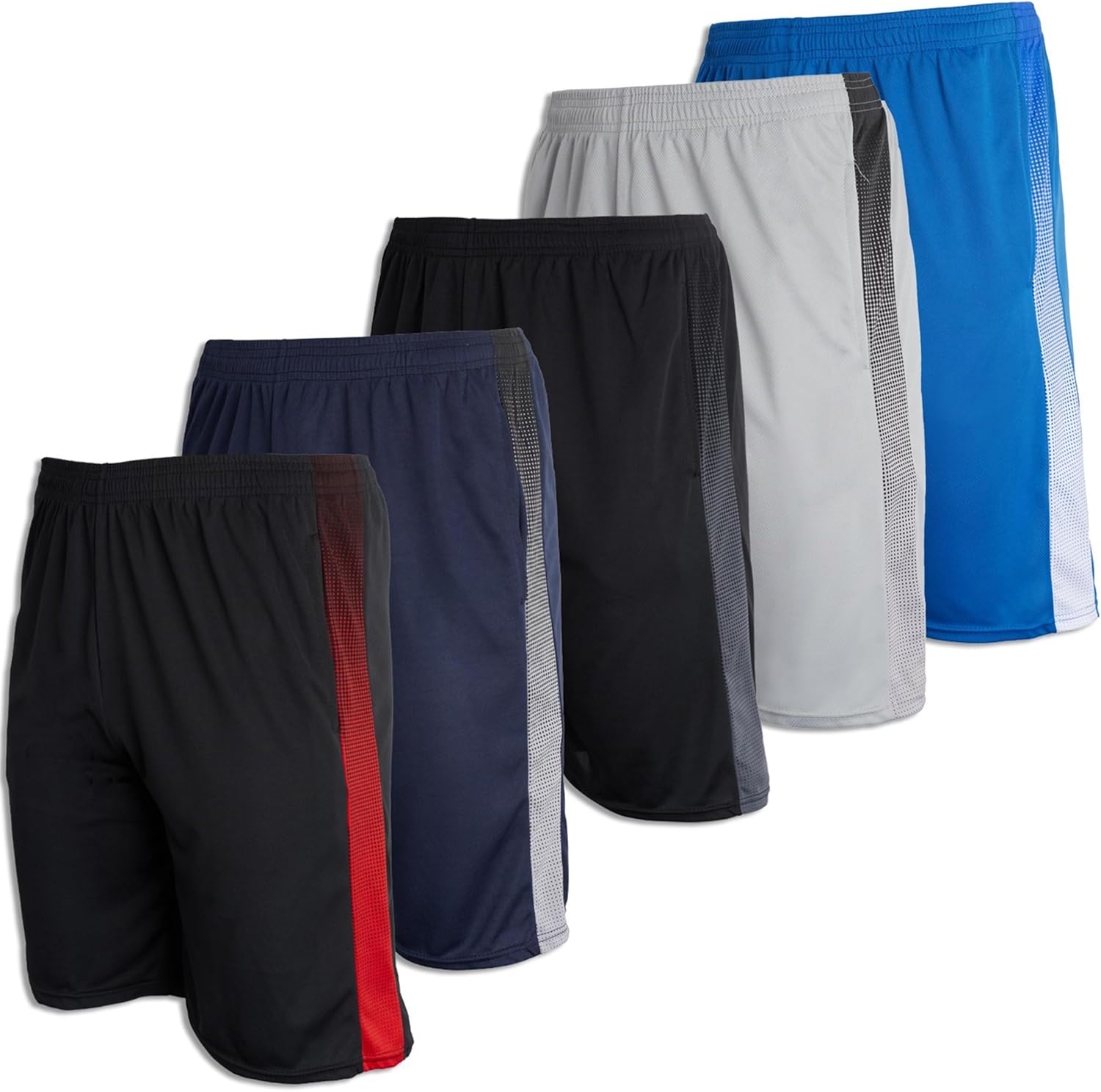 Real Essentials Boys’ 5-Pack Mesh Active Athletic Performance Basketball Shorts with Pockets Real Essentials Boys’ 5-Pack Mesh Active Athletic Performance Basketball Shorts with Pockets