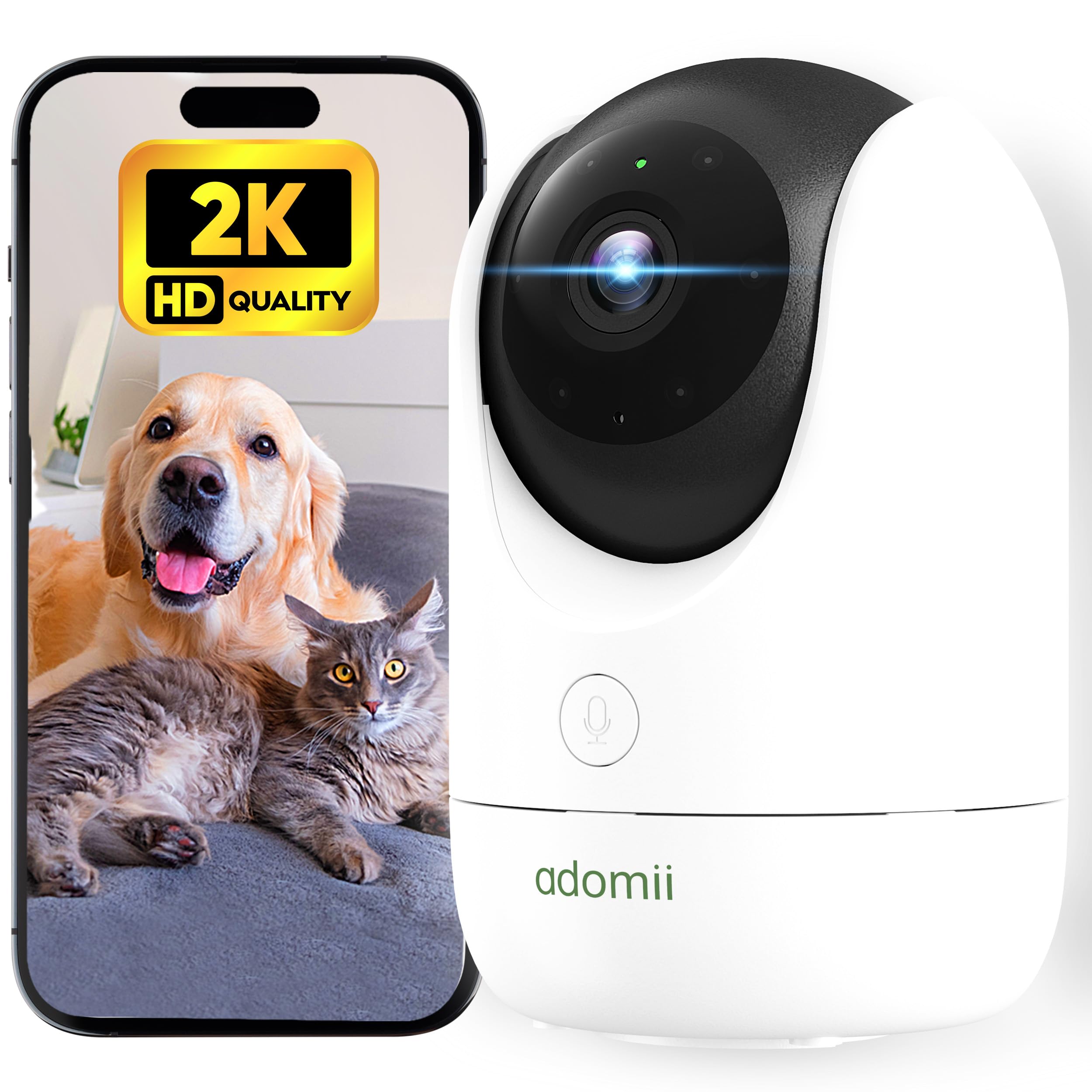 adomii 2K Indoor Camera - Night Vision, 2-Way Audio, Motion Detection