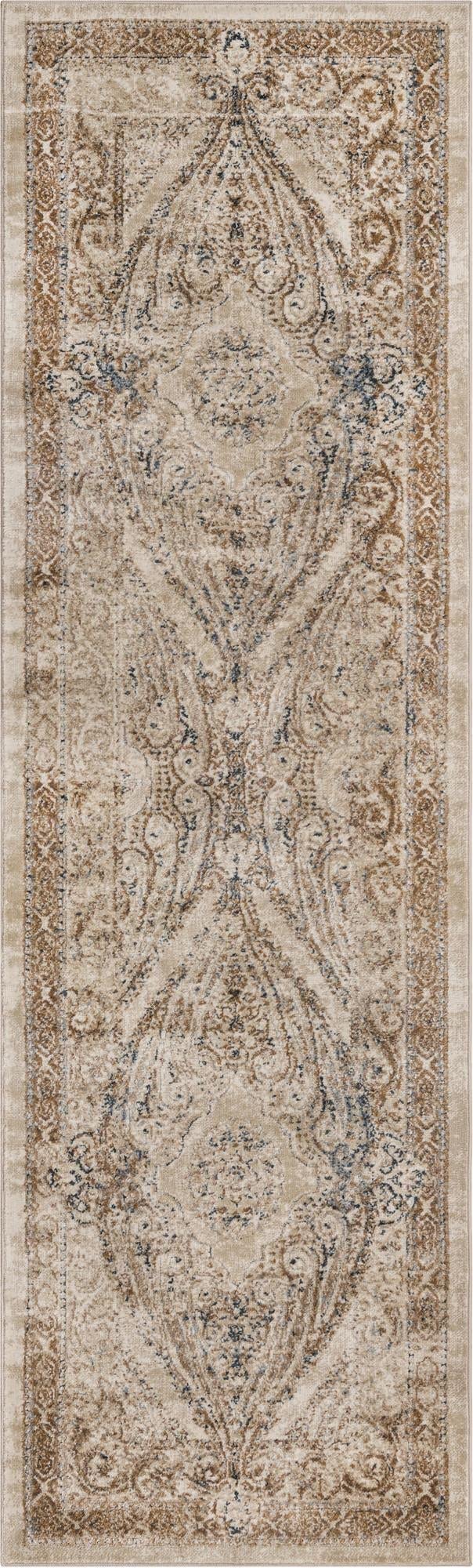 Rugs.com Eliza Collection Rug – 2' 2 x 6' 9 Runner Beige Low Rug Perfect for Hallways, Entryways