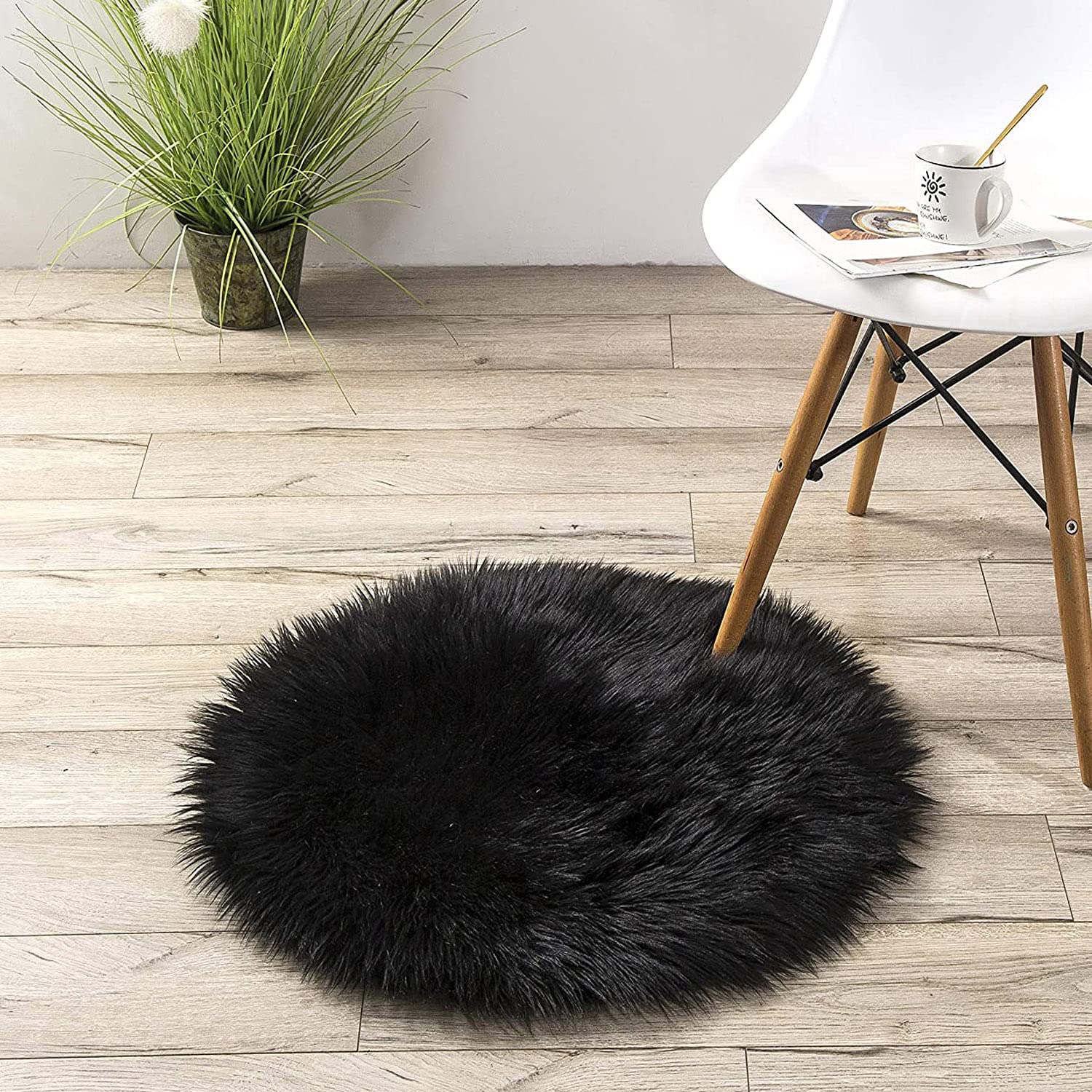Faux Lammfell Teppich Schaffell Imitat Einfach zu Säubern Dekoration für Stuhl Sofa Matte und Kinder Spielen - 120cm