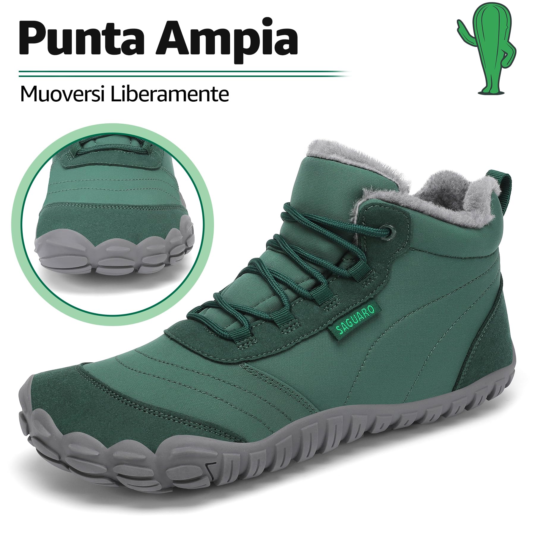 SAGUARO Barefoot Scarpe Invernali Caldo Stivali Neve per Uomo Donna,Gr.36-48