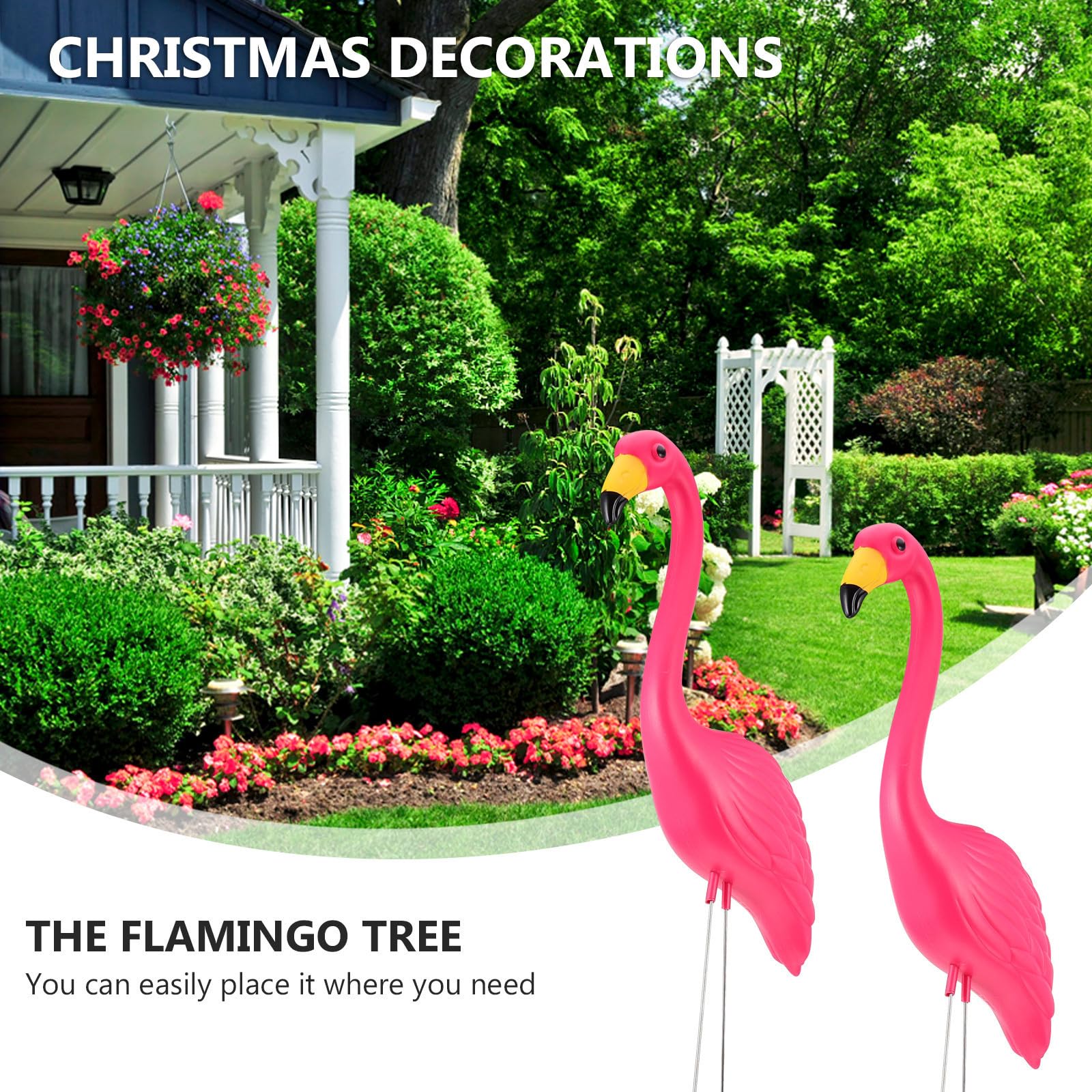 GLEAVI Decorazioni da Giardino 2 Fenicotteri Rosa in Hdpe Realistici, per Patio e Prato come Ornamenti Vividi e Accattivanti