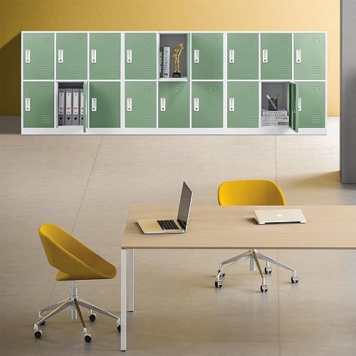 Miniatura 7 de WTRAVEL Armario de almacenamiento de acero, 2 niveles y 6 puertas, armario de almacenamiento para gimnasio, escuela, oficina, taquillas metálicas