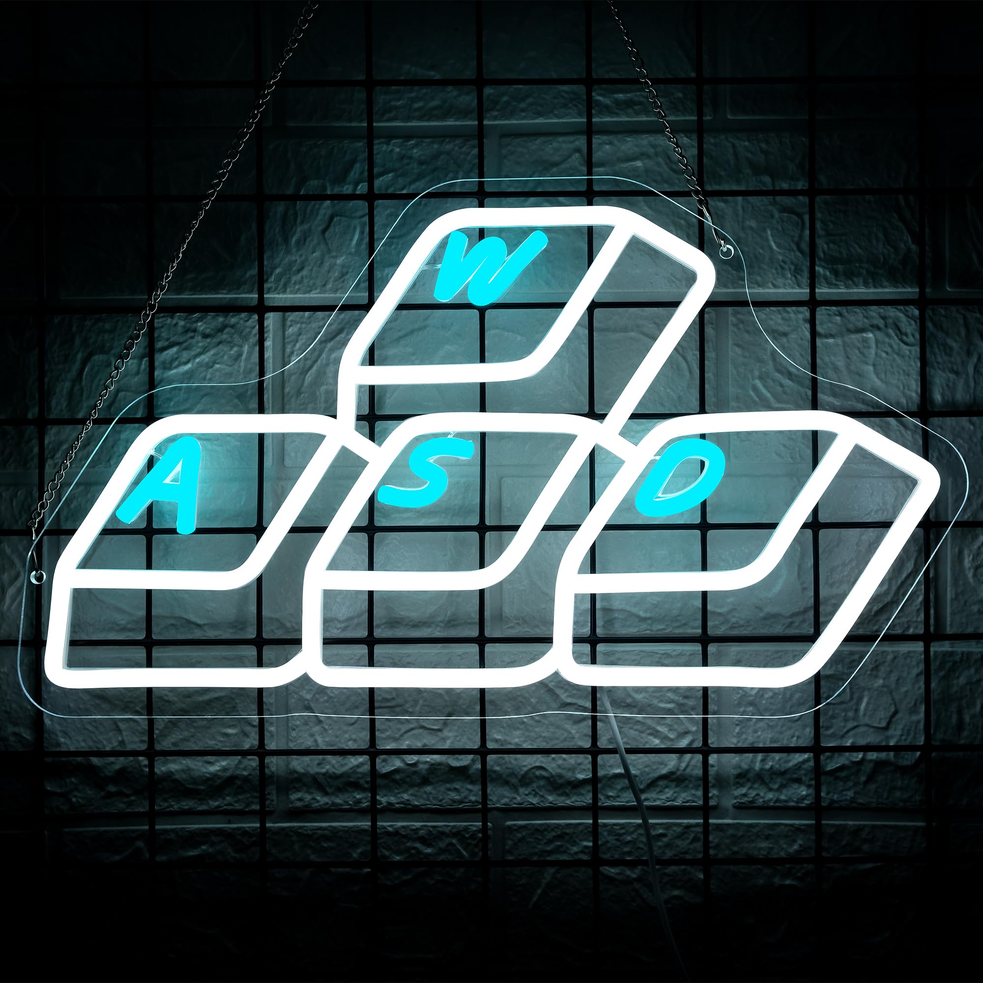 Decorazione da parete per videogiochi, insegna al neon con tastiera per decorazione da parete, accessori per videogiochi, alimentata tramite USB, dimmerabile, LED per stanza dei giochi per adolescenti