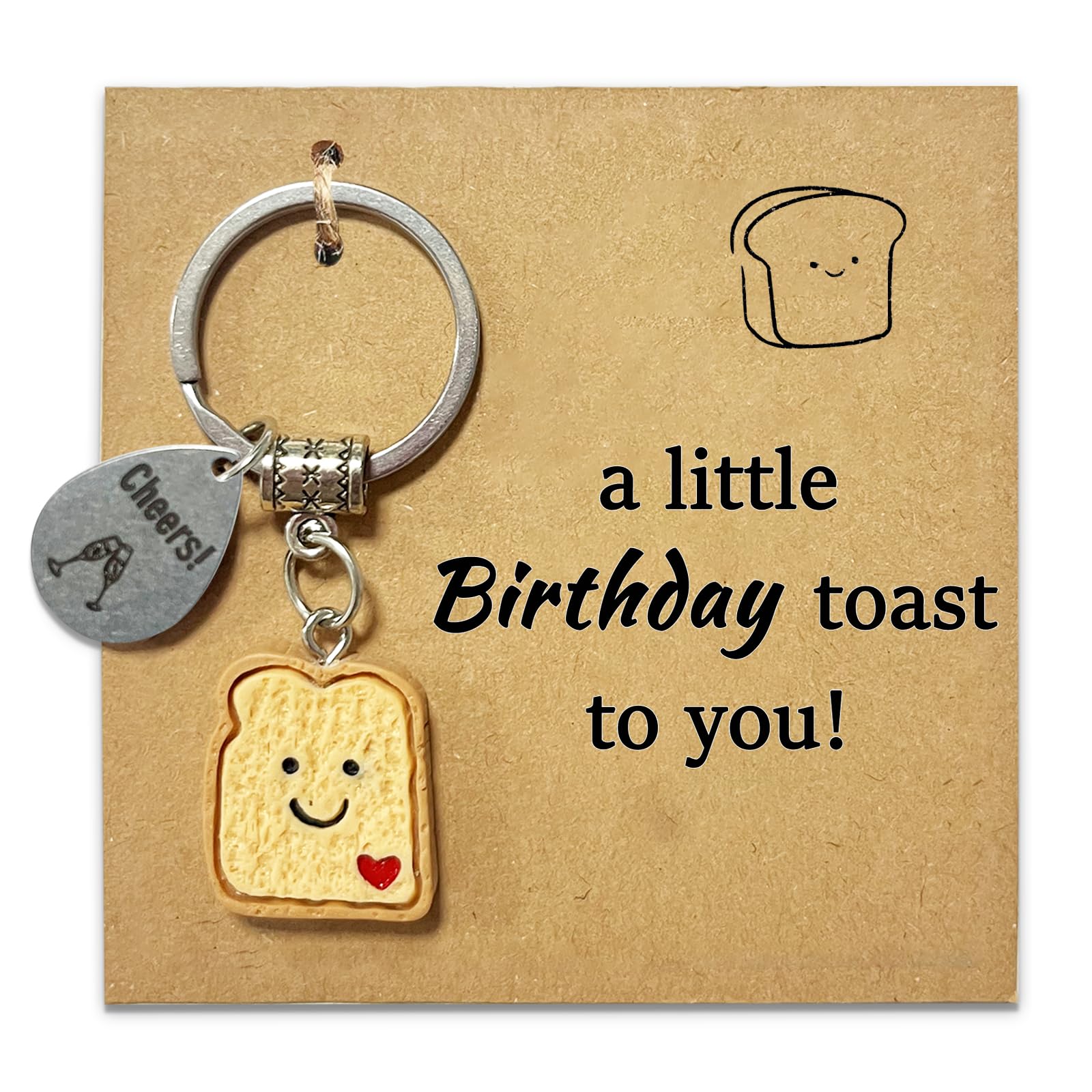 Virelle Women's Birthday Funny Novelty Littletoast Keyring - Cute Toast Gift For Celebrations, Party Favors, And Unique Gifts For Friends