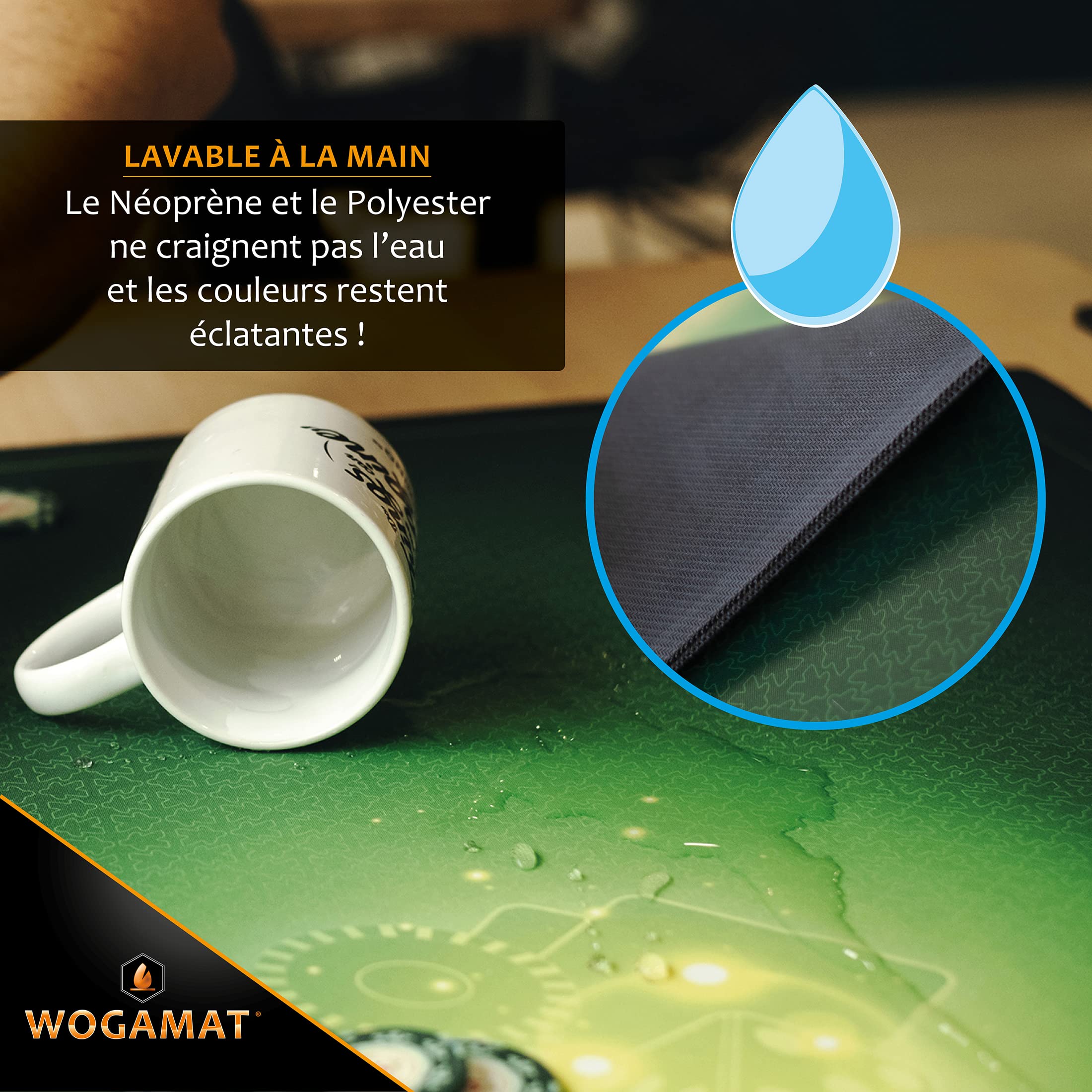 WOGAMAT – Alfombra de Juego de Neopreno Verde Esmeralda de Gran Longitud, 60 x 100 cm, para Juegos de Cartas, Juegos de Dados, Juegos de Mesa, Neopreno silencioso Grueso, Lavable Antideslizante