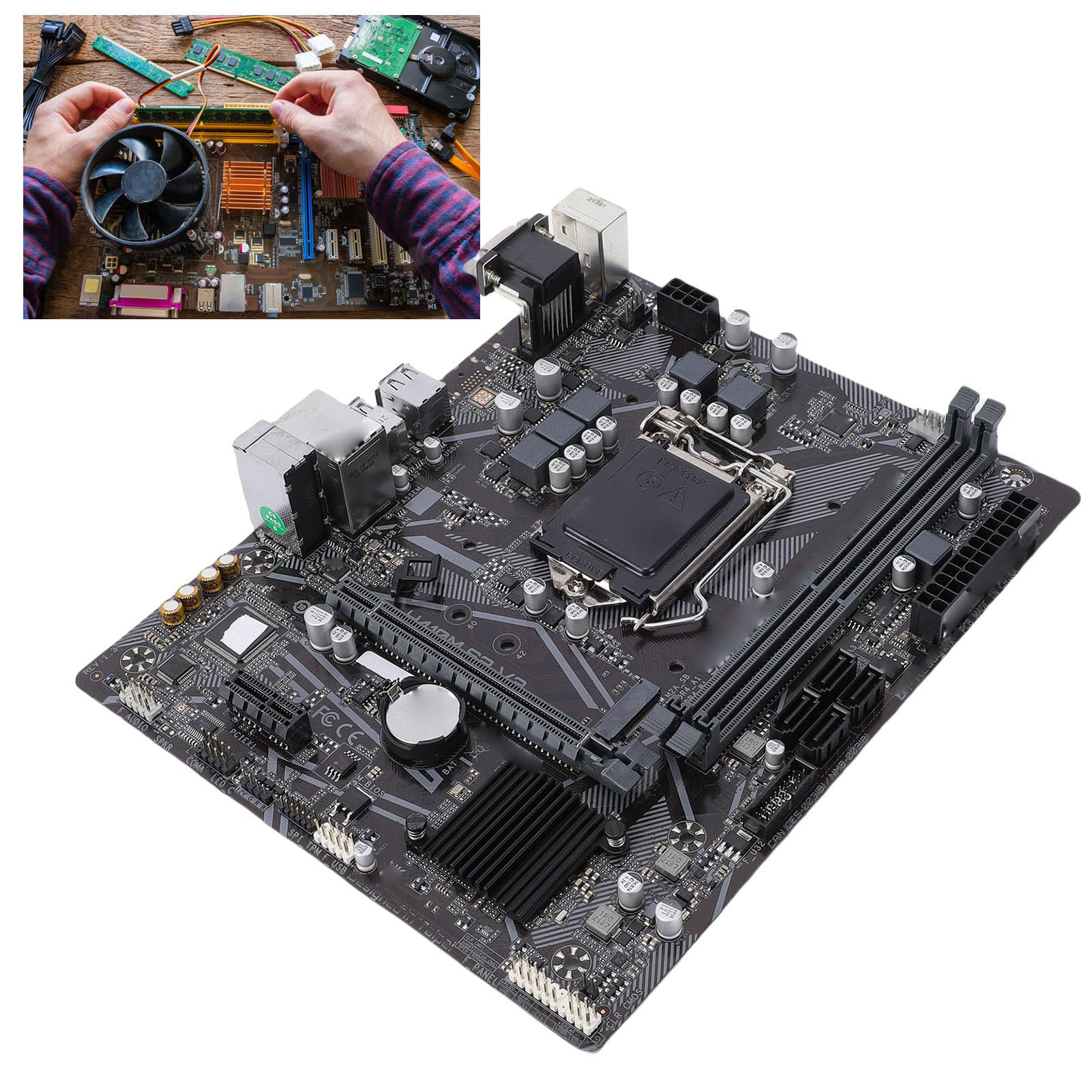 Placa Base, LGA 1200 Socket Dual Channel DDR4 2933MHz 64GB RAM Compatible con Placa Base para PC, ATX con Ranura PCIe 3.0 X16 Realtek Gigabit LAN para Pentium de 10.a Generación