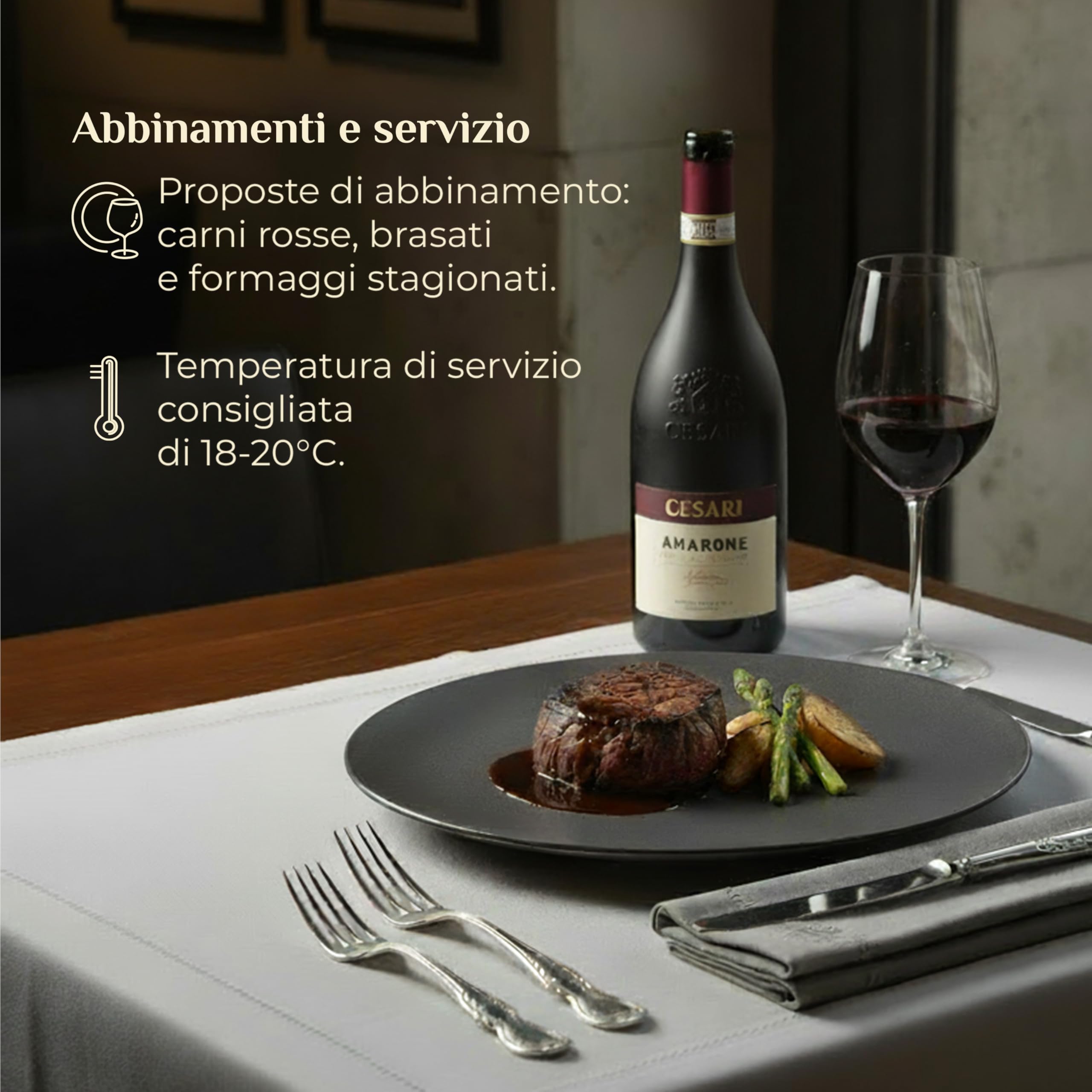 Cesari Amarone della Valpolicella Classico DOCG 2021 - Vino Icona, Elegante e Raffinato - 15% vol. - Bottiglia da 750 ml