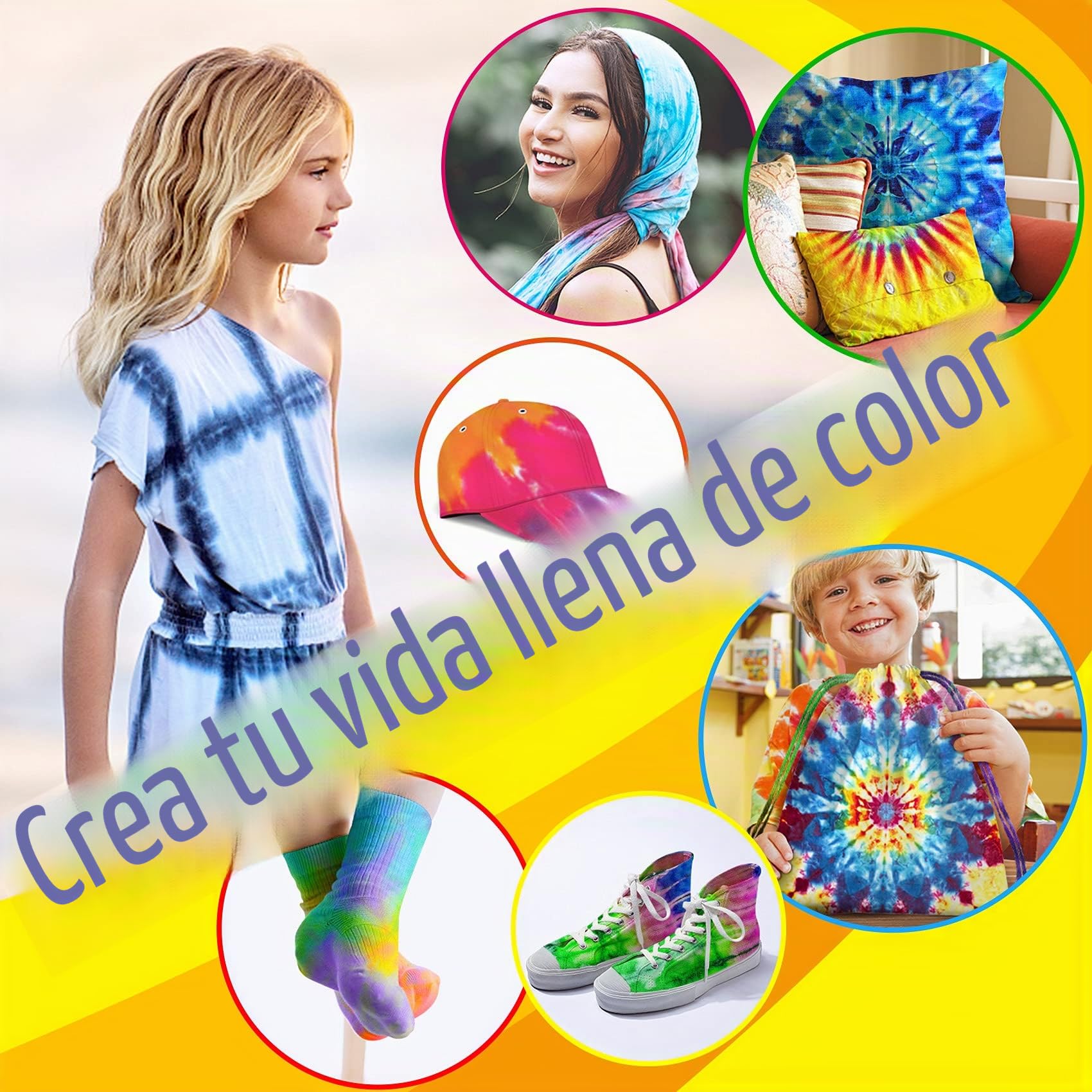 Kit de tintes Tie Dye, Textiles de Tela 20 Colores Vibrantes Adecuado para Arte de Bricolaje Tie-Dye para Niños y Adultos