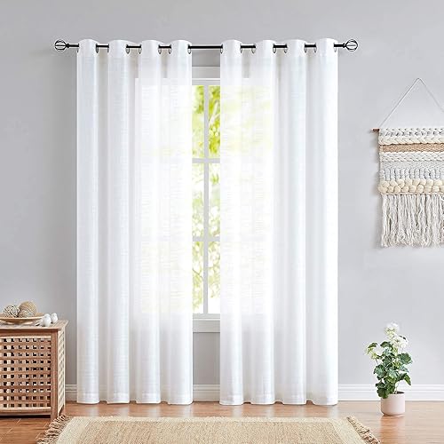 Miniatura 2 de Fmfunctex - Cortinas semitransparentes con textura de lino para ventanas