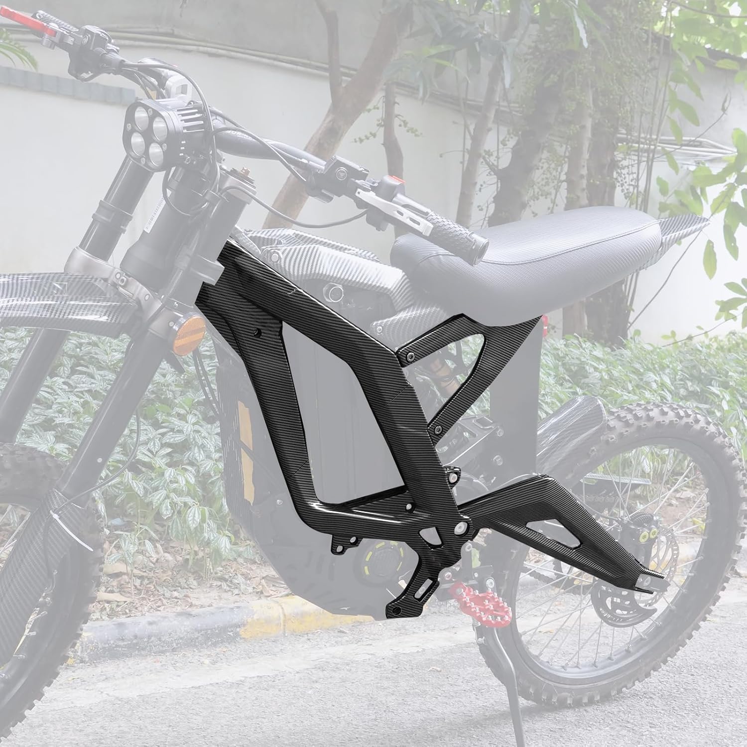 Body Frame Protective Cover Fit For Sur-Ron Light Bee X, Body Frame Protector Guard Sticker, E-Bike Accessoires for Sur-Ron (Carbon Pattern)