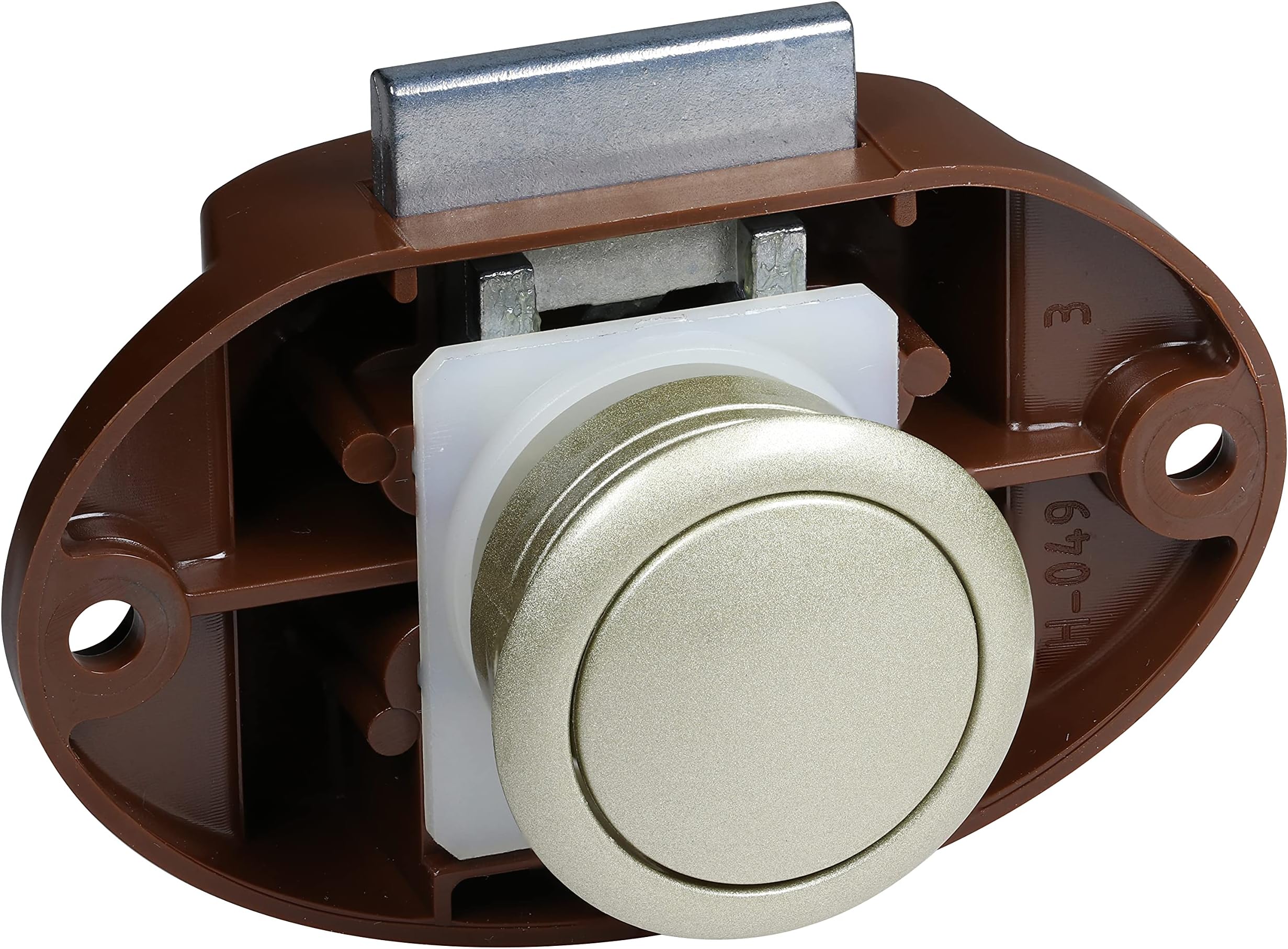Rok Hardware Concealed Push Button Drawer Knob Lock for Cabinet, Drawer, RV, Motorhome (Large)