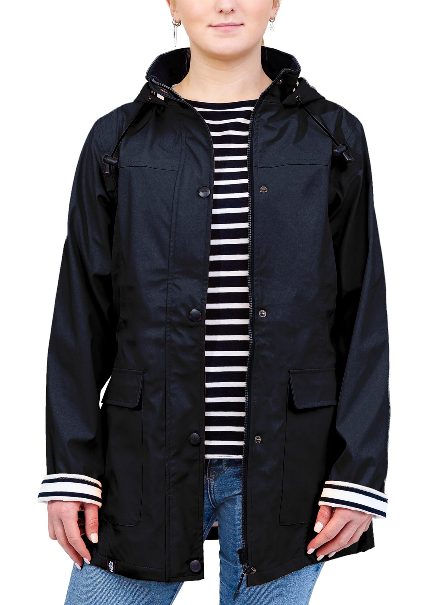 Breizh Ocean - Ciré Femme Imperméable - du XS au 4XL - Création Française GUIDEL - Manteau Femme à Capuche - Veste Imperméable avec Couture Impermeable