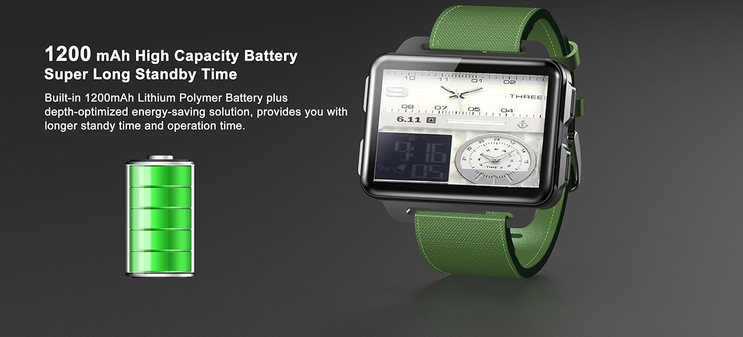 LEMFO LEM4 PRO - pantalla grande de 2.2 pulgadas Android 3G Reloj  inteligente teléfono (smart watch), 1200mAh batería grande, cámara de  1.3MP, MT6580 1.3Ghz 16GB ROM, : Amazon.es: Electrónica