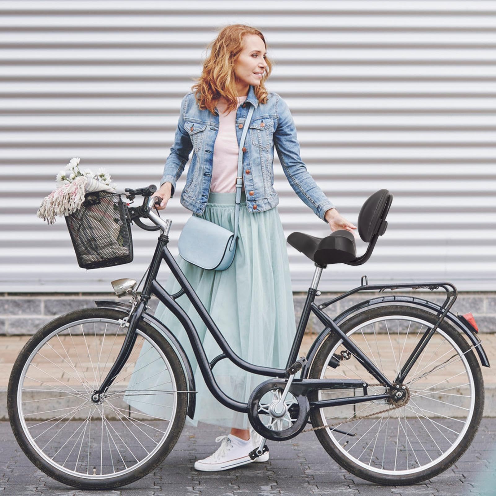 Selle de vélo avec dossier - Selle de vélo confortable surdimensionnée - Housse de selle de vélo avec gel - Selle large pour vélo d'appartement, vélo électrique, vélo de ville et vélo de route