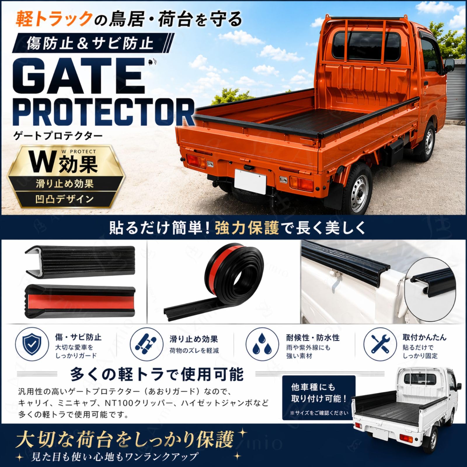 Amazon.co.jp: Azmio ゲートプロテクター あおりガード ハイゼット