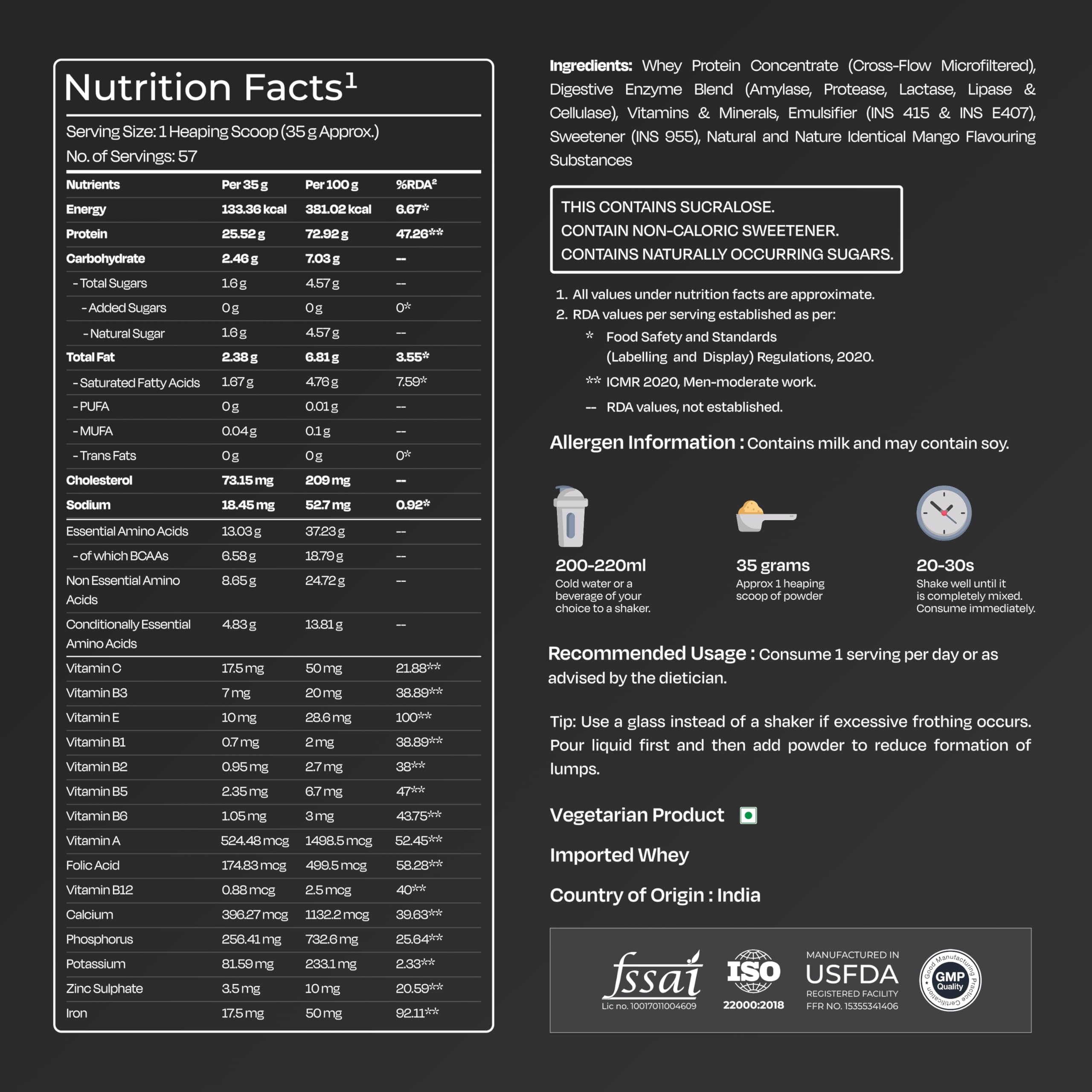 Nutrabay Gold Whey Protein Concentrate with Digestive Enzymes & Vitamin Minerals 25g Protein – Muscle Support & Recovery – 2kg, Mango | Trustified Certified Authentic 4