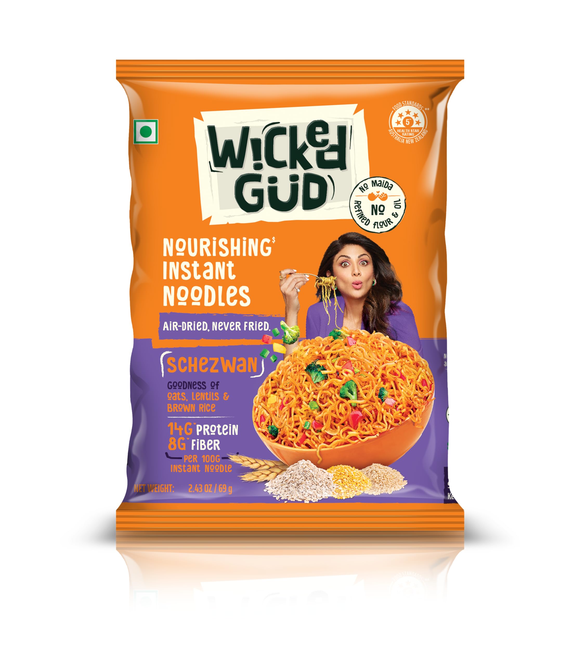 WickedGud Nourishing Schezwan Instant Noodles (69 gm x 4) | Healthy Noodles | No Maida | No Oil | No MSG | High Protein | High Fibre | Cholesterol Free (B0CJSGSPX5) Amazon Price History, Amazon Price Tracker