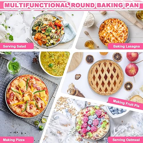 Miniatura 7 de Juego de 2 moldes para pasteles de 8 pulgadas, de acero inoxidable, de capa redonda, no tóxico, saludable, a prueba de fugas, fácil de limpiar y