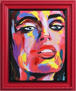 Empire Art Direct "Vivid Elegance Chromatic Hand Painted Embellished Giclee Portrait Canvas Wall Art with Baroque Two-Tone Frame, Ready to Hang, Living Room, Bedroom & Office, 20"x24"x1.4"