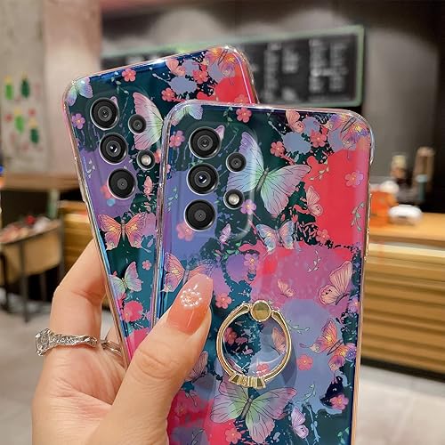 Miniatura 7 de Funda para Samsung A53 5G Retro Floral Slim Cute Case Bumper Funda de protección a prueba de golpes para adolescentes niñas y mujeres con soporte de
