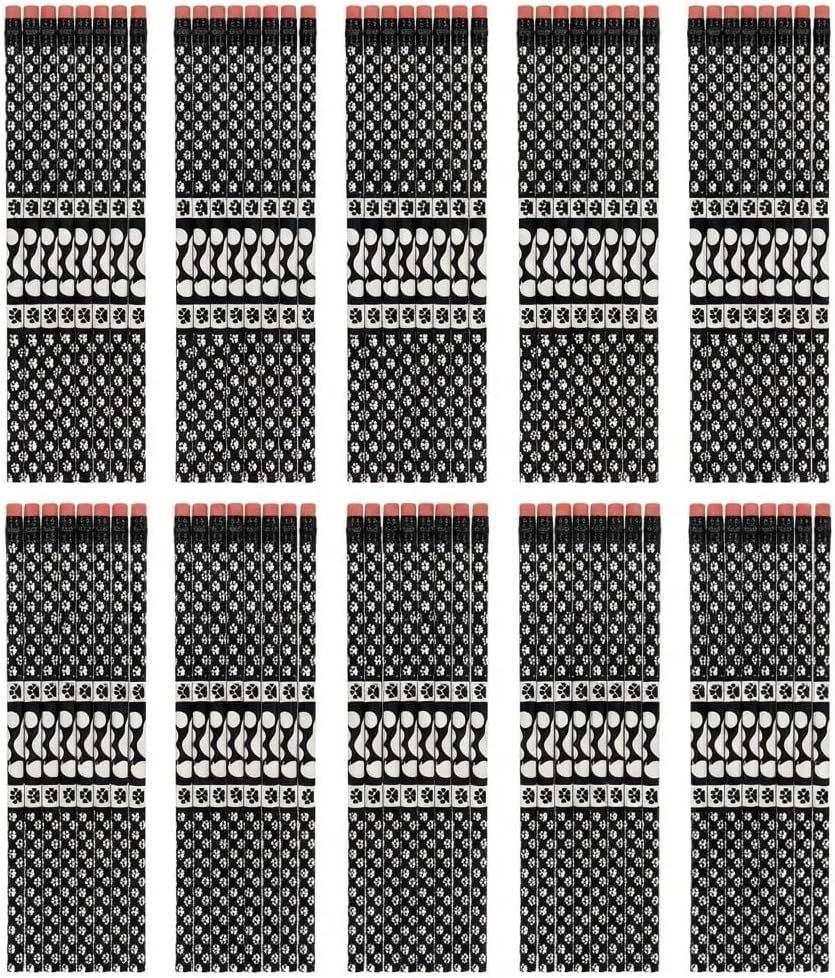 Anderson's, Black and White Paw Pencils, Set of 100, School Pencils, Student Awards, Recognition