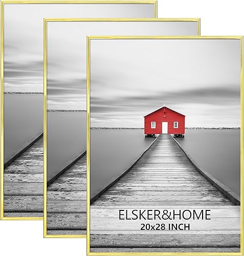 Miniatura 13 de ELSKER&HOME Juego de 3 Marcos para Póster 18x24, Marco de Fotos Blanco para Montaje en Pared Horizontal o Vertical, Resistente y a Prueba de Arañazos