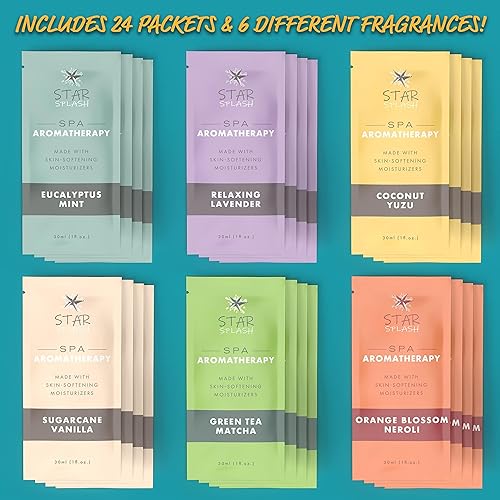 Miniatura 4 de Star Splash Paquete de 24 aromaterapia para bañera de hidromasaje, ahora 2 veces más fuerte, juego de aromas relajantes de spa, incluyendo lavanda,