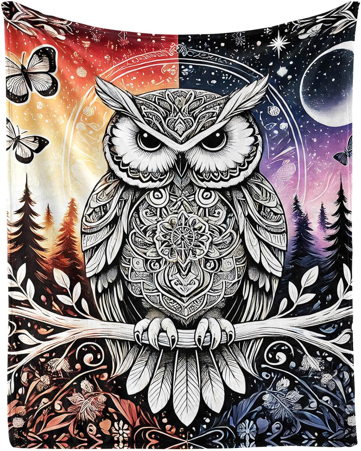 Owl Throw Blanket - Soft Flannel Blankets for Teens Adults Women Men Owl Lovers - Warm Throw Blankets for All Season Lap, Chair, Sofa - 70"x50"