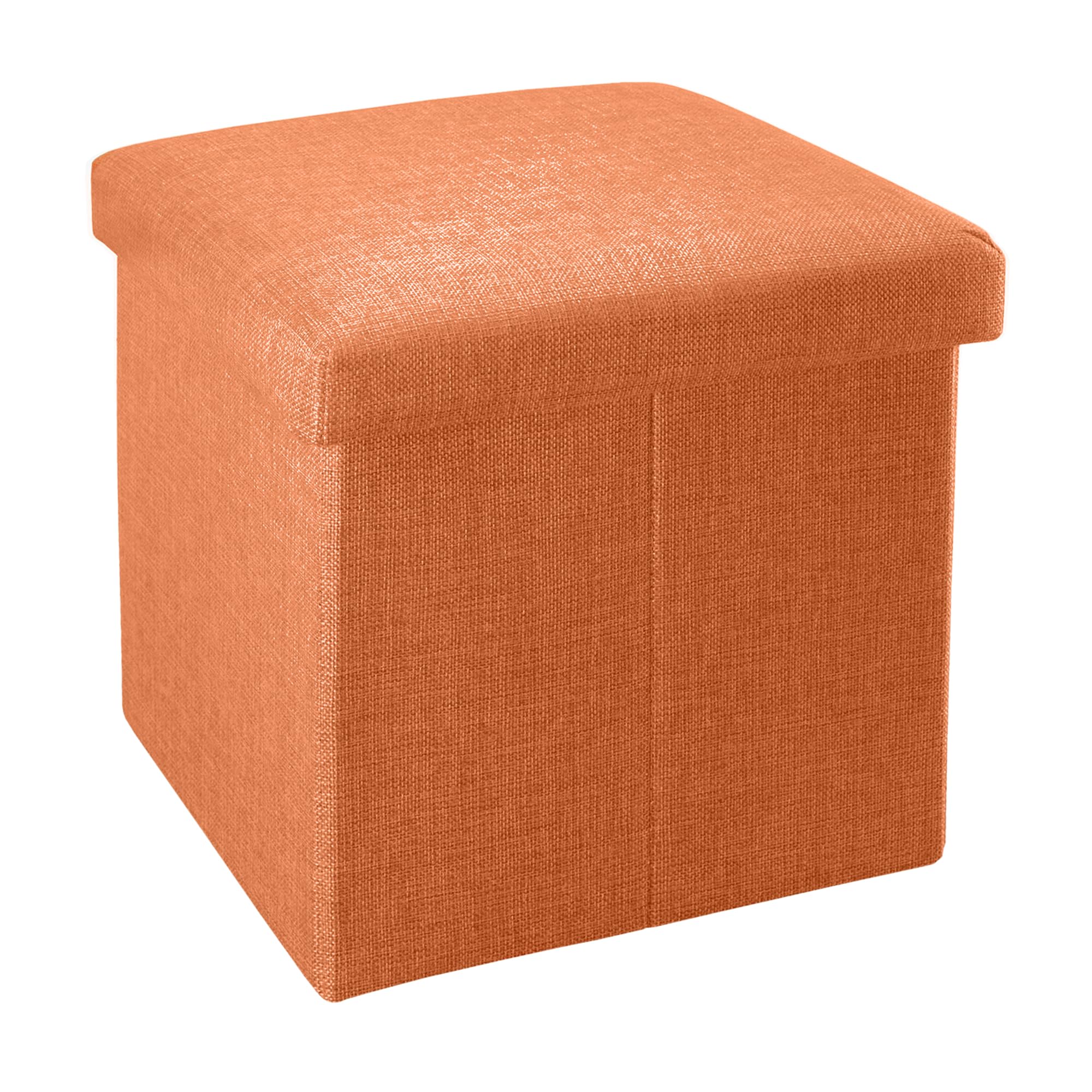 INTIRILIFE Faltbarer Sitzhocker 38x38x38 cm in Mandarin Orange – Sitzwürfel mit Stauraum