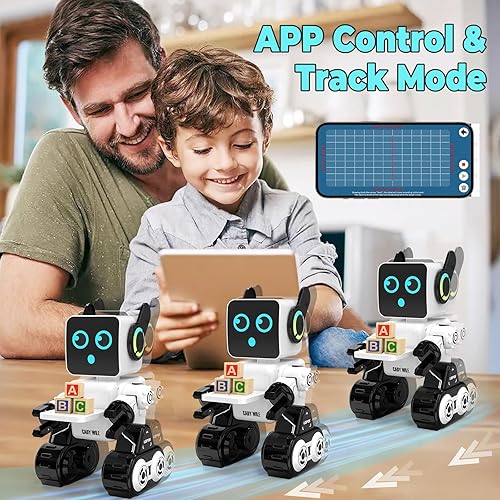 Miniatura 2 de okk Juguetes robot para niños, robot de control remoto y aplicación, juguetes interactivos programables con banco de monedas, robot educativo