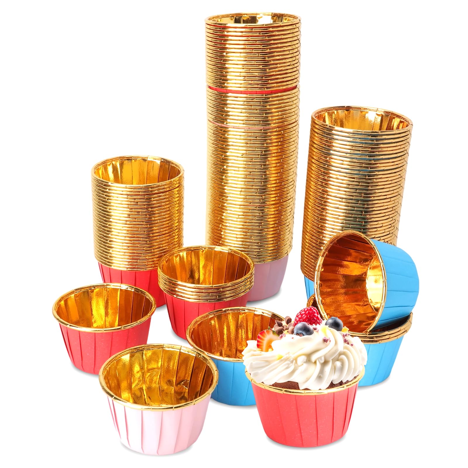 Papierowe foremki do muffinek, 150 sztuk, foremki do babeczek/muffinek z folii aluminiowej, foremki do pieczenia, papierowe babeczek na imprezy