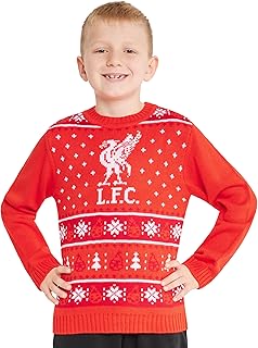 Liverpool FC Christmas Jumper Kids Teenagers Warm Cosy Football Xmas Jumper 7-14 Years - Liverpool Gifts for Boys