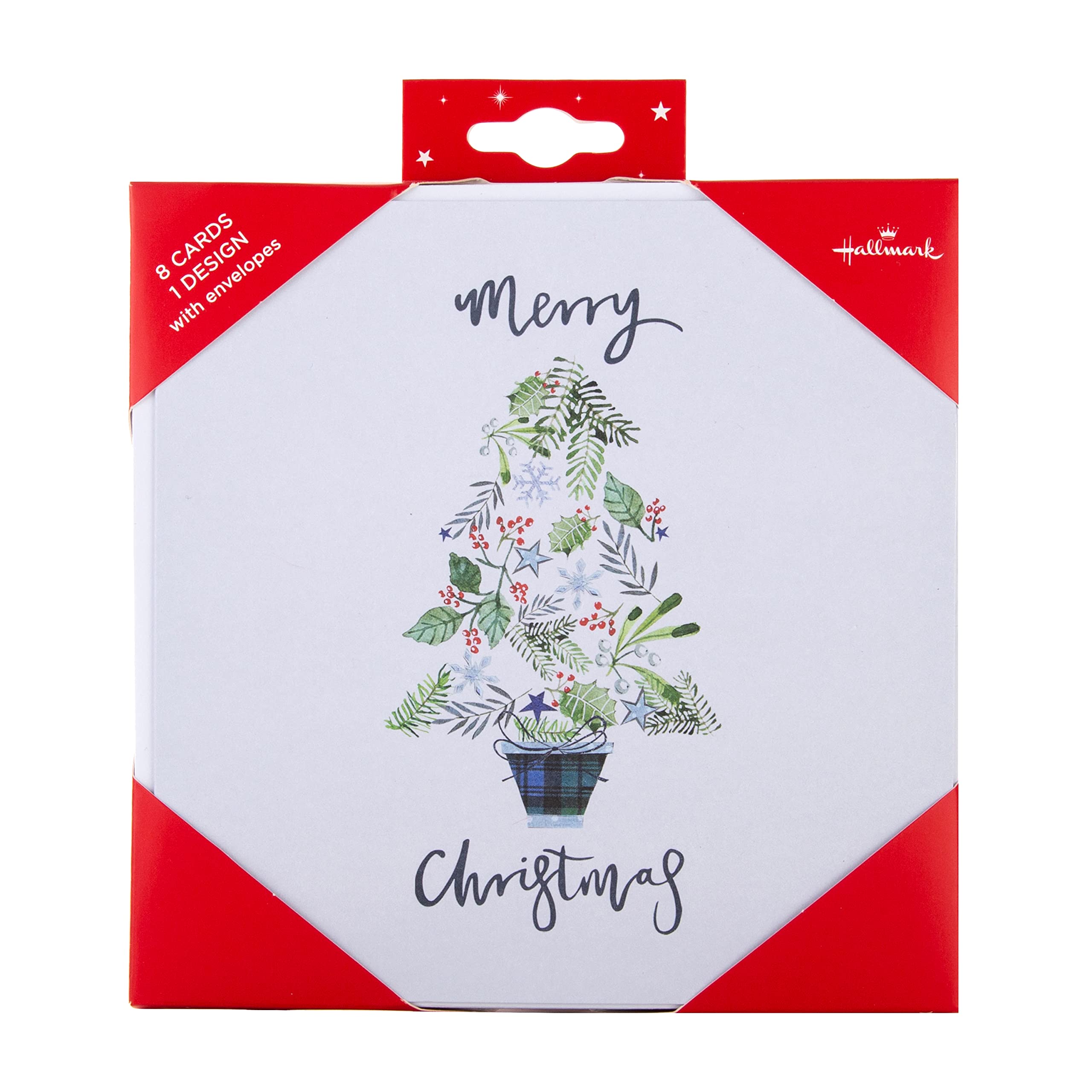 Hallmark Christmas Cards, Traditional Tree Design, Pack of 8, 25572281, Christmas Card Pack