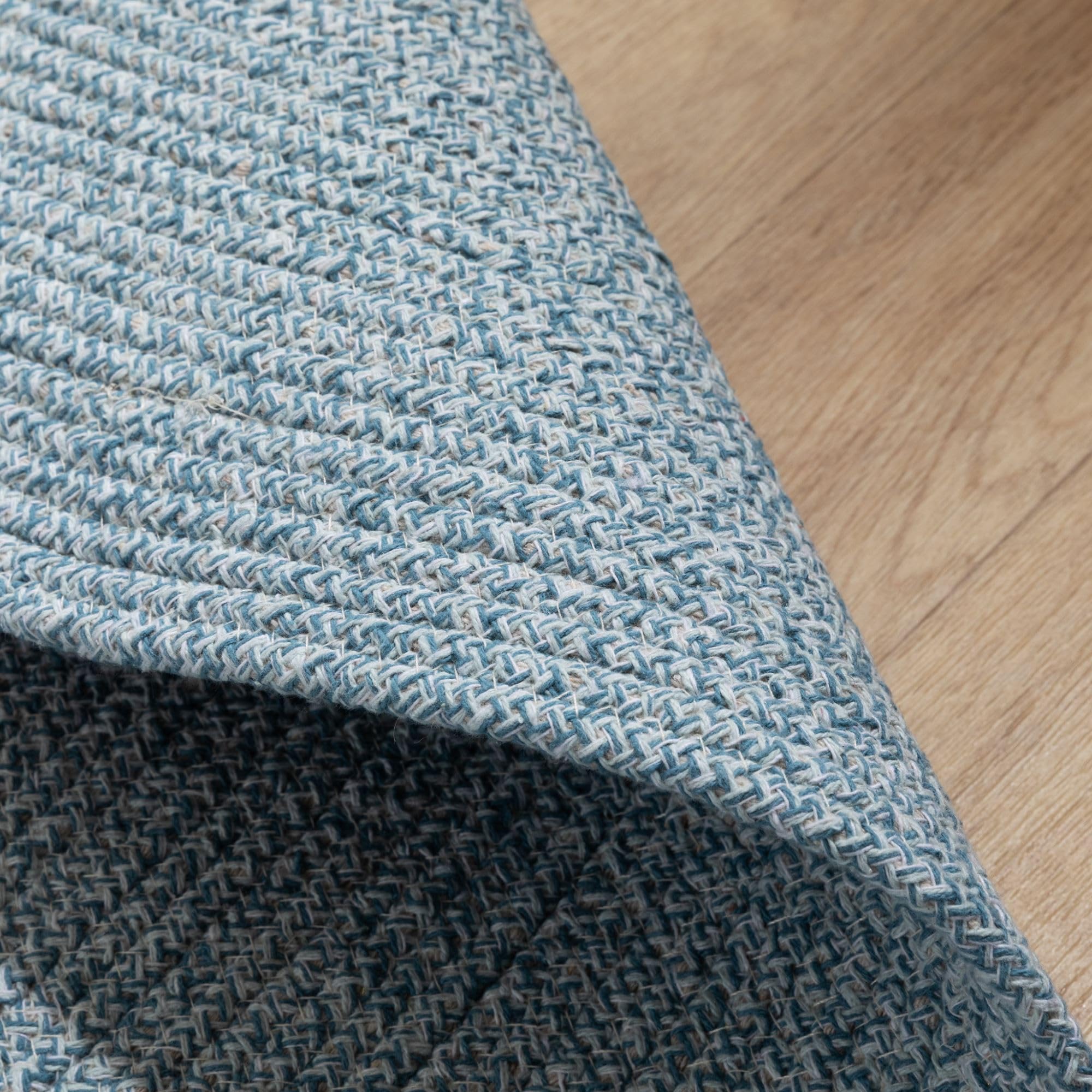 Steffensmeier Handweb Teppich Bali | 100% Baumwolle, Hellblau meliert, handgefertigt, Größe: Ø 120 cm | Flur, Eingangsbereich, Wohnzimmer