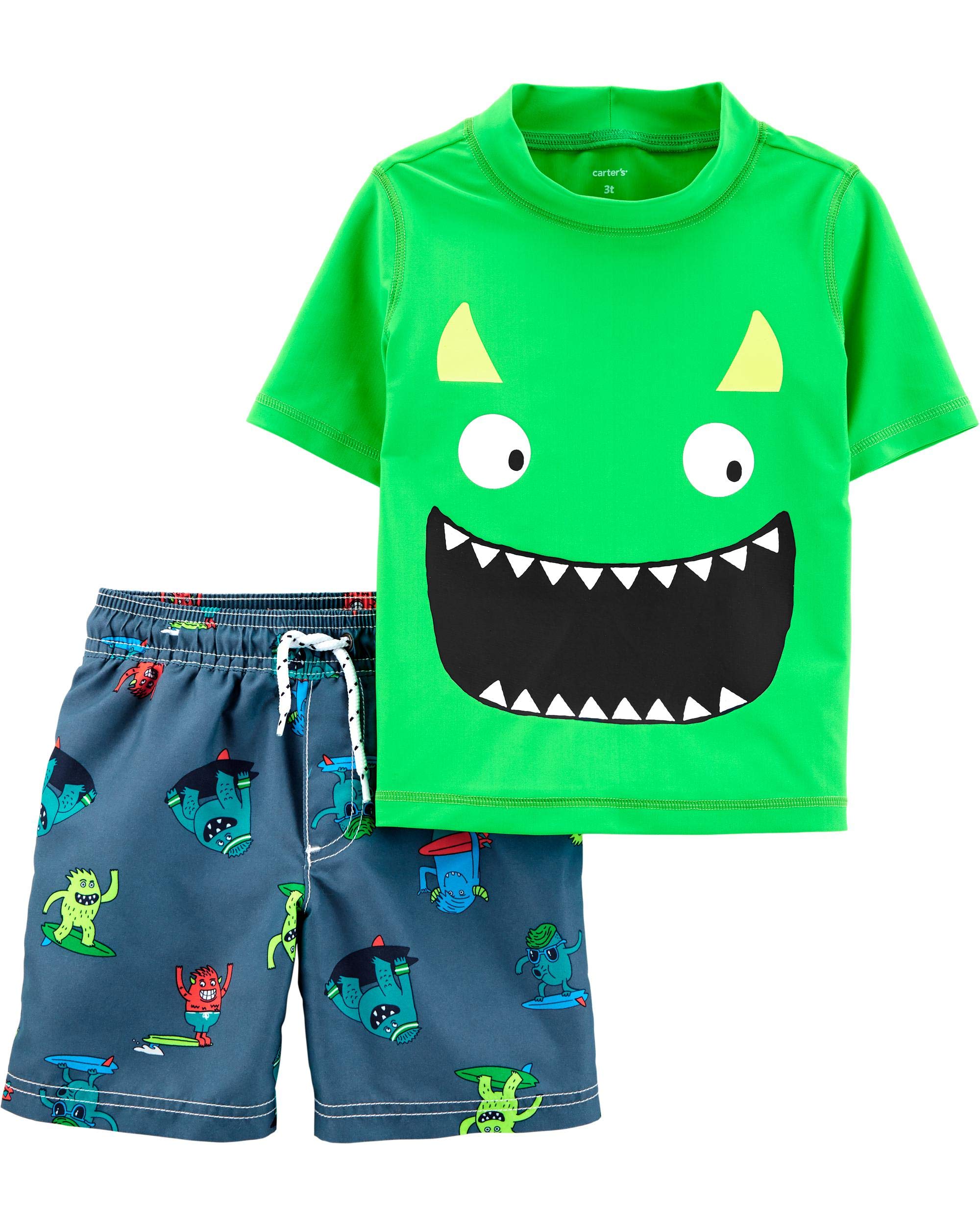Carter's Baby-Boys Rashguard Swim Set (Monster, 6m)