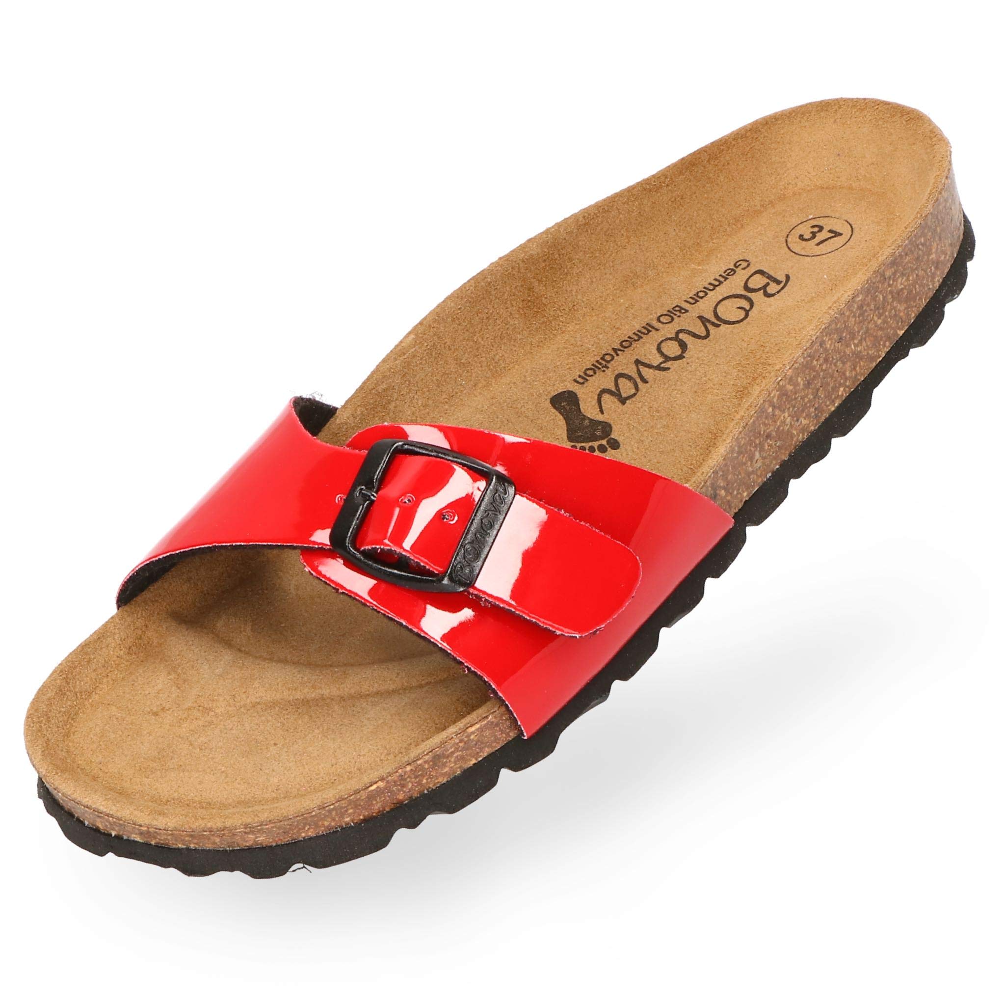 BOnova Pantoufles Teneriffa pour femme en 10 couleurs, bride tendance avec semelle en liège – Sandales confortables pour se sentir bien – Fabriquées en UE