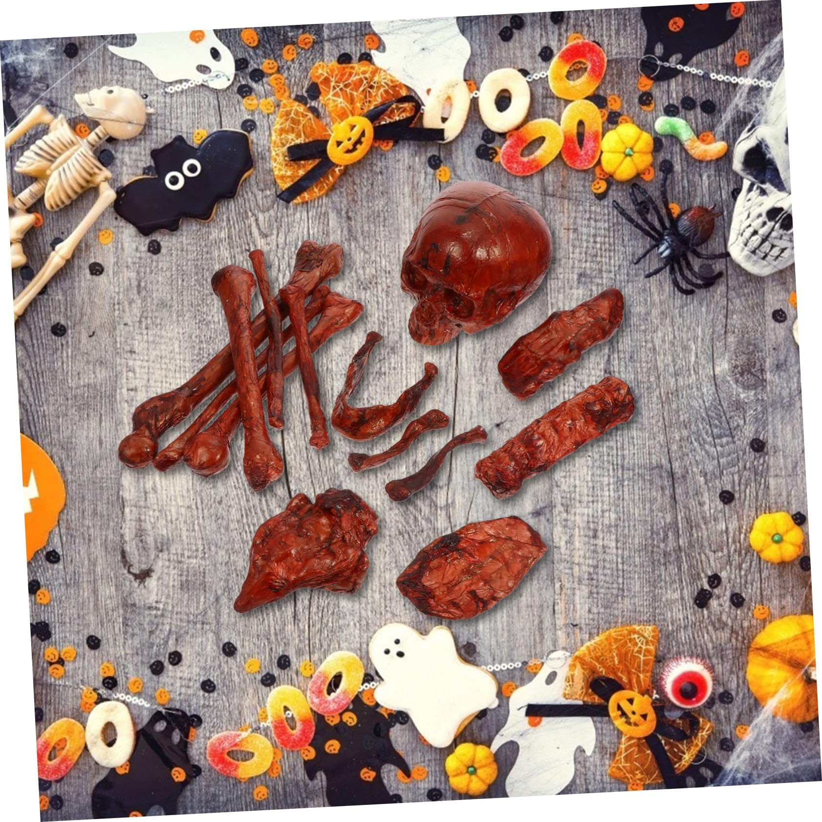 Cabilock 1set Skeleton Skull Props Realistic Halloween Ornaments for Skeletons for Graveyard Scenes for Halloween April Fool Day and Masquerades