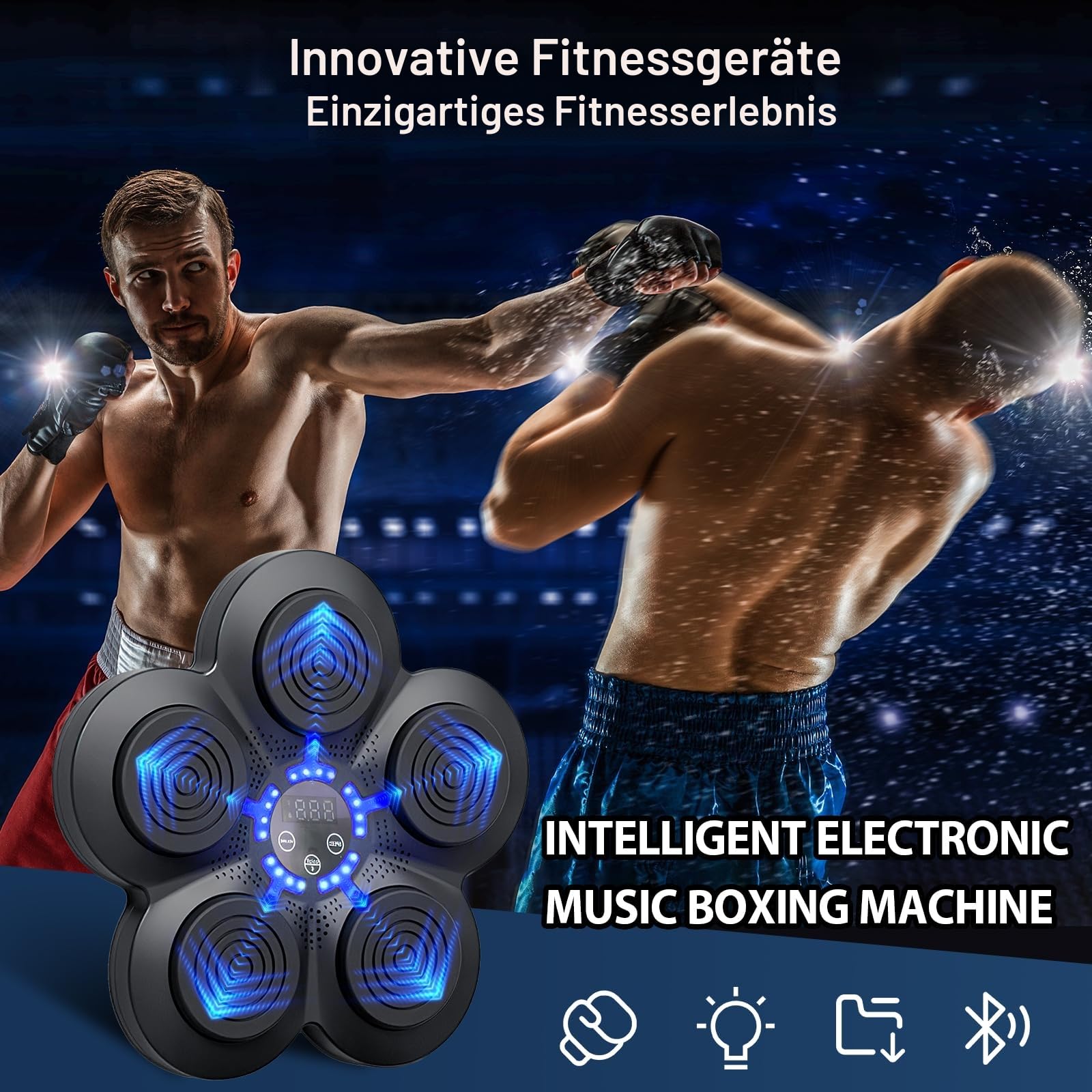 Boxmaschine mit Musik, elektronisches Boxgerät, tragbar, Wandmontage, Bluetooth Music Elektronischer Boxer, Geschenk für Kinder und Erwachsene