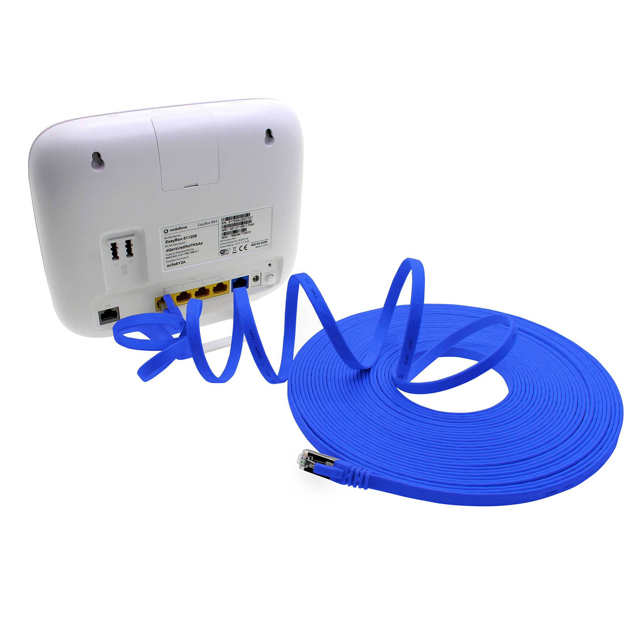 Cat.7 Cavo Di Rete Piatto 10GB/s | 10 Unità Da 1m | Slim, Compatibile Cat5/Cat6/Cat8, Blu - 2